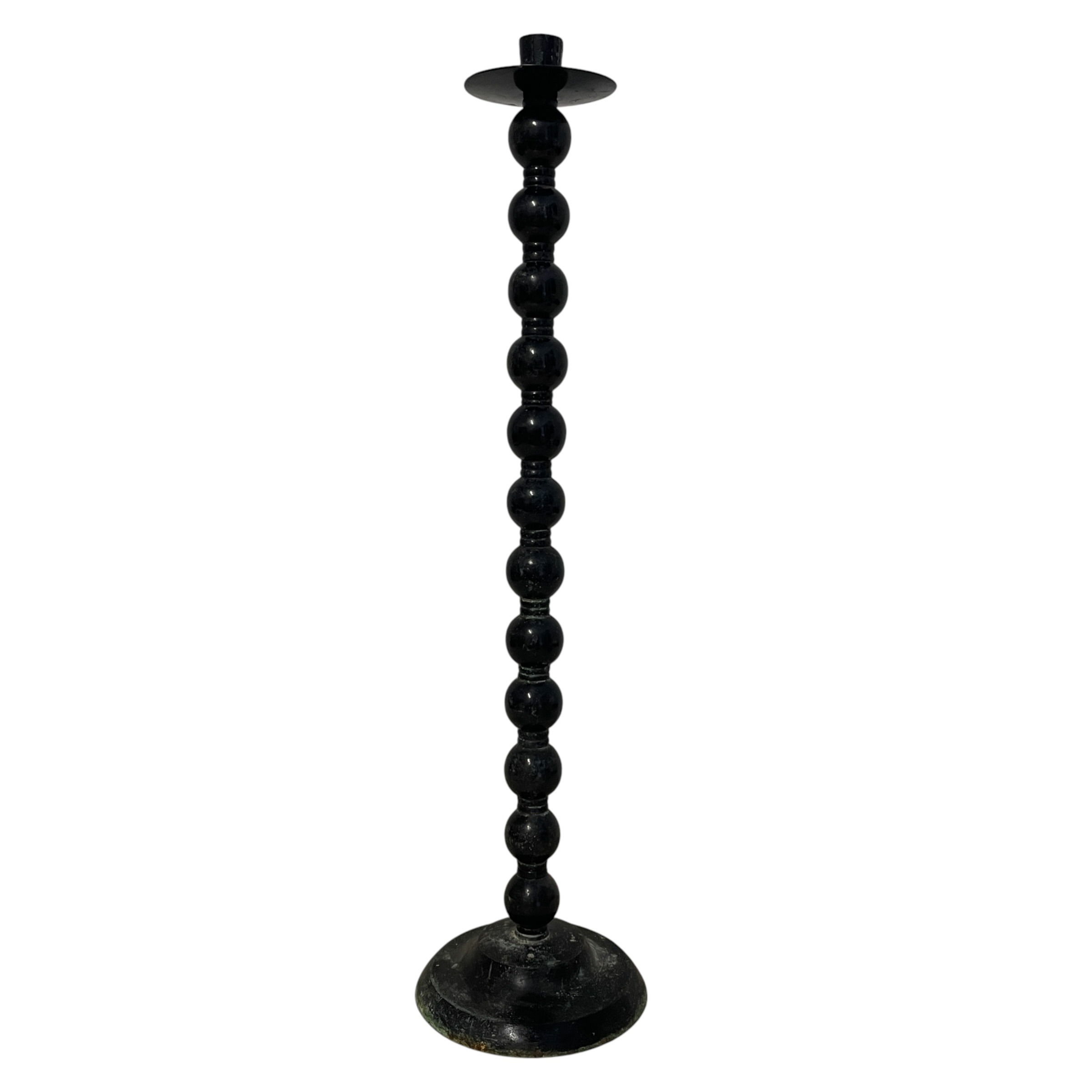Victorian English Oxidized Metal Bobbin Molded Candlestick circa 1900’s / EVE 3 Victorian English Oxidized Metal Bobbin Molded Candlestick circa 1900's / EVE - Image 3