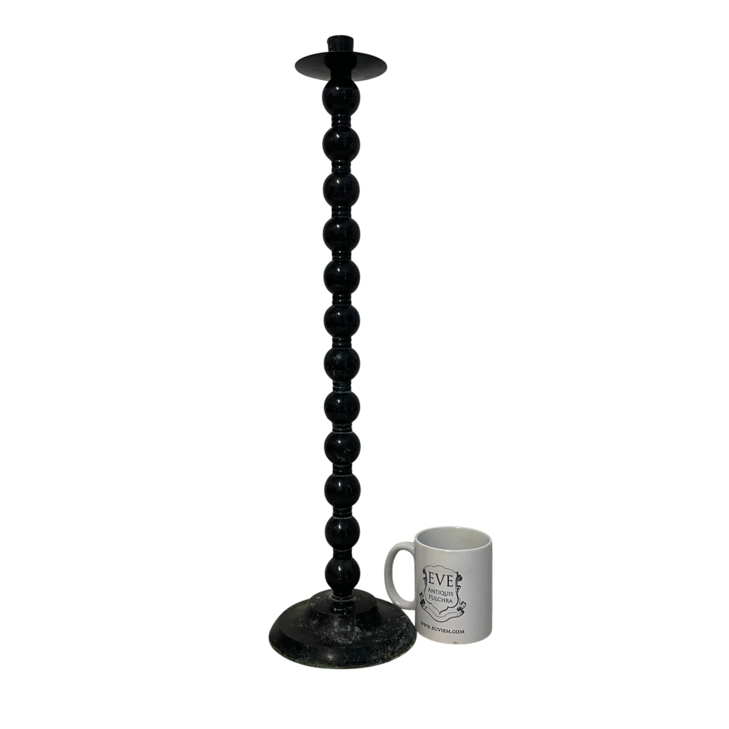Victorian English Oxidized Metal Bobbin Molded Candlestick circa 1900’s / EVE 2 Victorian English Oxidized Metal Bobbin Molded Candlestick circa 1900's / EVE - Image 2
