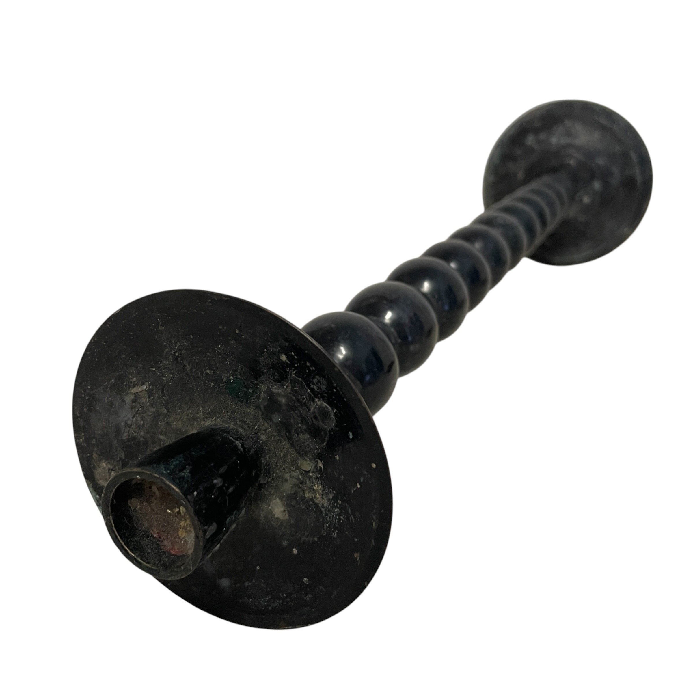 Victorian English Oxidized Metal Bobbin Molded Candlestick circa 1900’s / EVE 6 Victorian English Oxidized Metal Bobbin Molded Candlestick circa 1900's / EVE - Image 6
