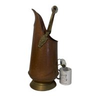 Alternative view of Vintage French Dutch Copper Coal Scuttle with Delft Style Ceramic Handles c1960 - 1970s / EVE