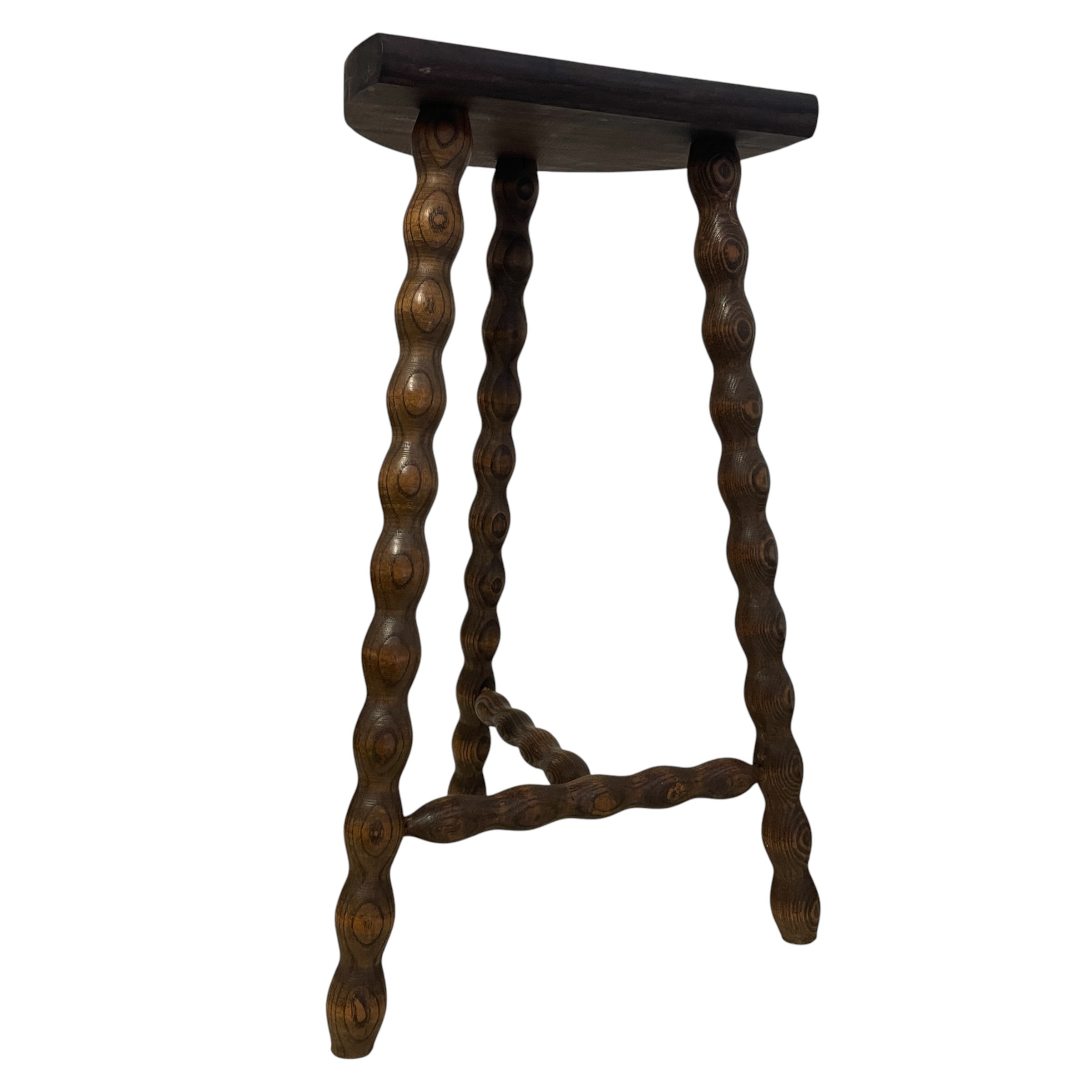 Vintage French Wooden Tripod Stool with Bobbin Turned Legs Stand Plinth Table D Stool Tripod T Brace Tabouret c1960’s / EVE 3 Vintage French Wooden Tripod Stool with Bobbin Turned Legs Stand Plinth Table D Stool Tripod T Brace Tabouret c1960's / EVE - Image 3
