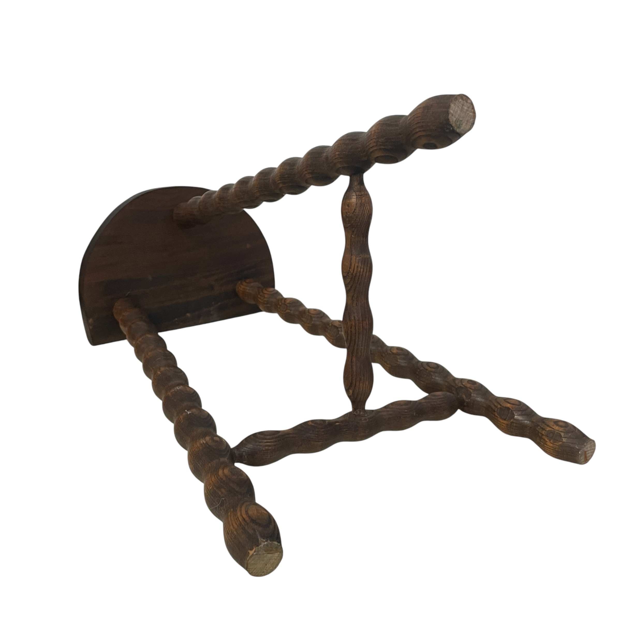 Vintage French Wooden Tripod Stool with Bobbin Turned Legs Stand Plinth Table D Stool Tripod T Brace Tabouret c1960’s / EVE 7 Vintage French Wooden Tripod Stool with Bobbin Turned Legs Stand Plinth Table D Stool Tripod T Brace Tabouret c1960's / EVE - Image 7