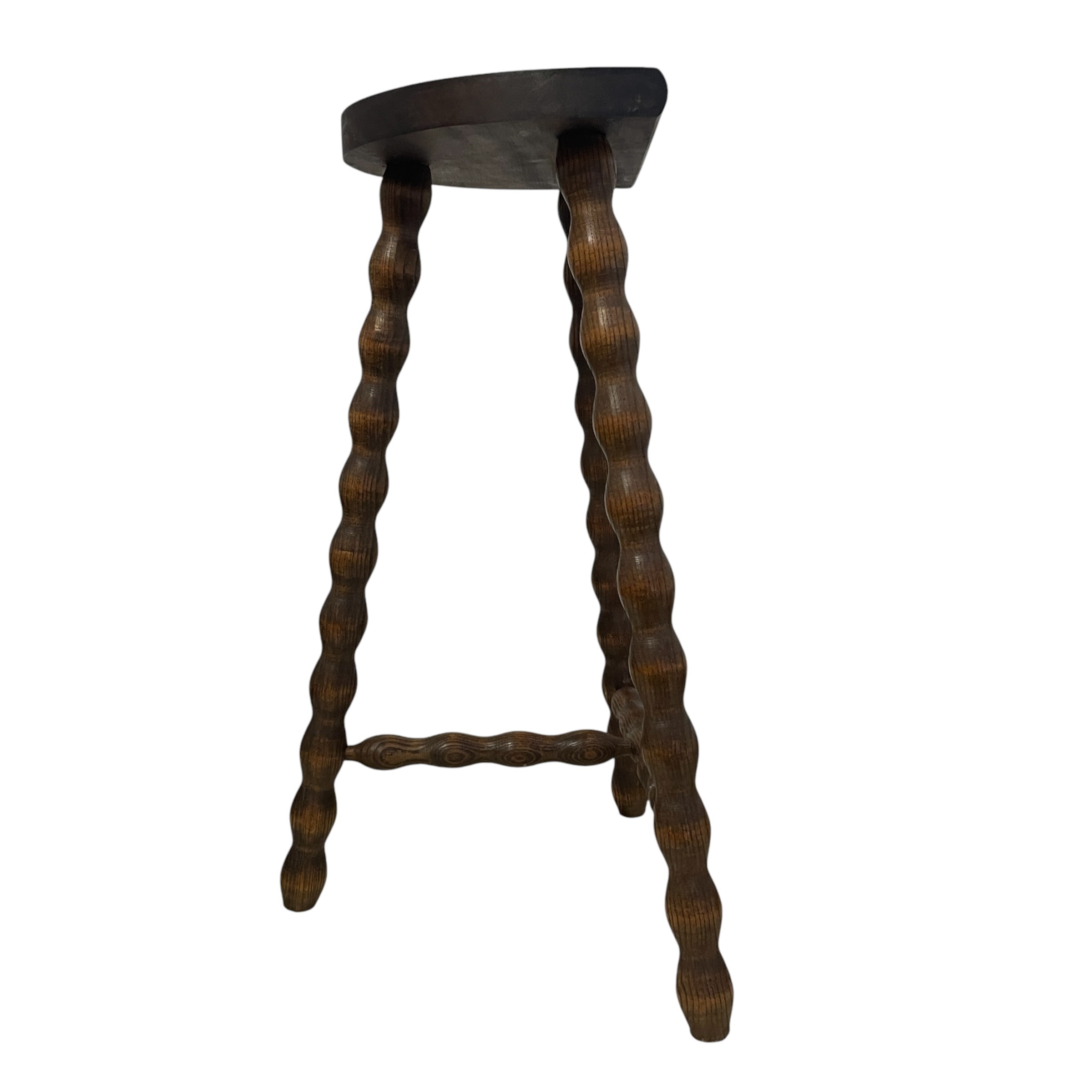 Vintage French Wooden Tripod Stool with Bobbin Turned Legs Stand Plinth Table D Stool Tripod T Brace Tabouret c1960’s / EVE 9 Vintage French Wooden Tripod Stool with Bobbin Turned Legs Stand Plinth Table D Stool Tripod T Brace Tabouret c1960's / EVE - Image 9