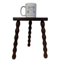 Alternative view of Vintage French Wooden Stool with Bobbin Turned Legs Stand Plinth Table D Stool Tripod T Brace Tabouret c1960's / EVE