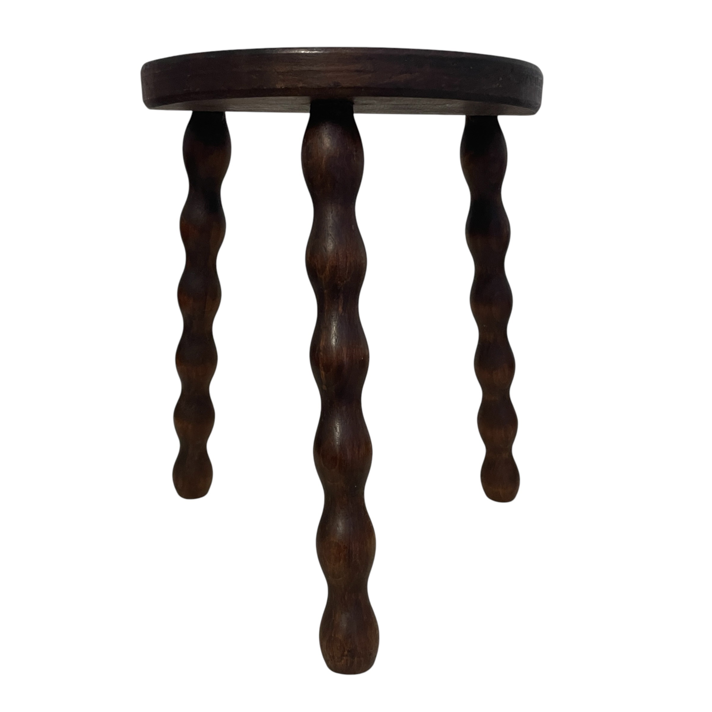 Vintage French Wooden Stool with Bobbin Turned Legs Stand Plinth Table D Stool Tripod T Brace Tabouret c1960’s / EVE 7 Vintage French Wooden Stool with Bobbin Turned Legs Stand Plinth Table D Stool Tripod T Brace Tabouret c1960's / EVE - Image 7