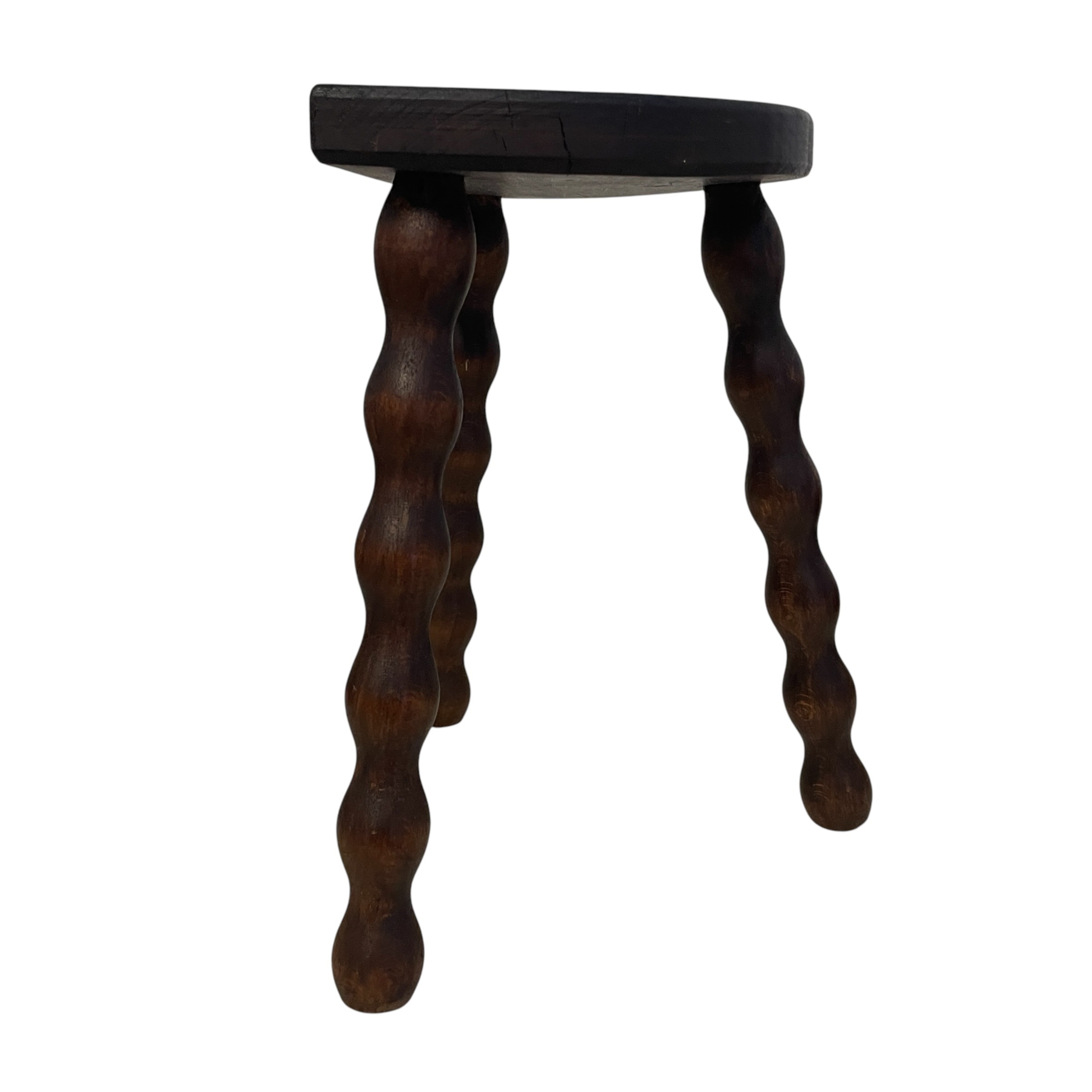 Vintage French Wooden Stool with Bobbin Turned Legs Stand Plinth Table D Stool Tripod T Brace Tabouret c1960’s / EVE 6 Vintage French Wooden Stool with Bobbin Turned Legs Stand Plinth Table D Stool Tripod T Brace Tabouret c1960's / EVE - Image 6