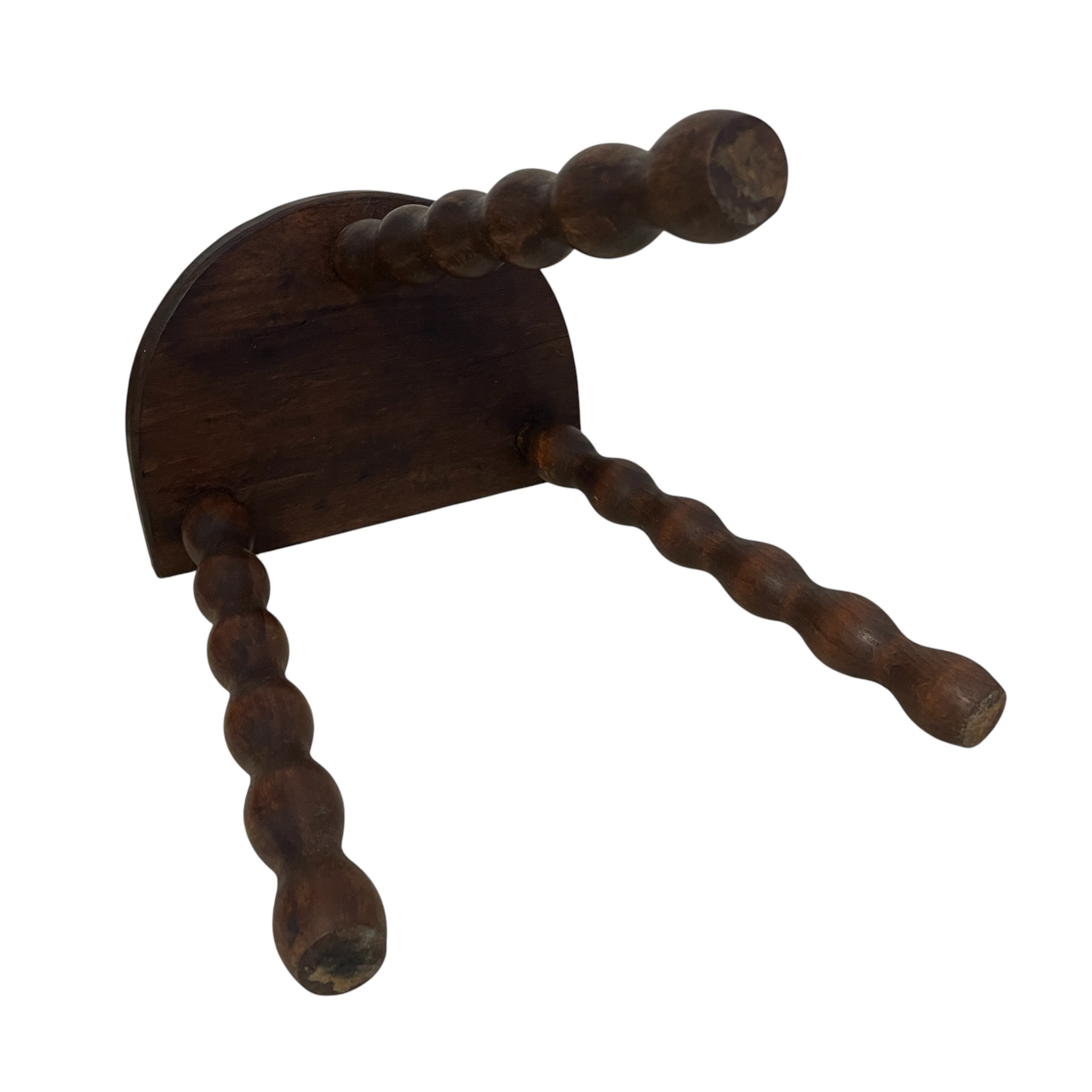 Vintage French Wooden Stool with Bobbin Turned Legs Stand Plinth Table D Stool Tripod T Brace Tabouret c1960’s / EVE 4 Vintage French Wooden Stool with Bobbin Turned Legs Stand Plinth Table D Stool Tripod T Brace Tabouret c1960's / EVE - Image 4