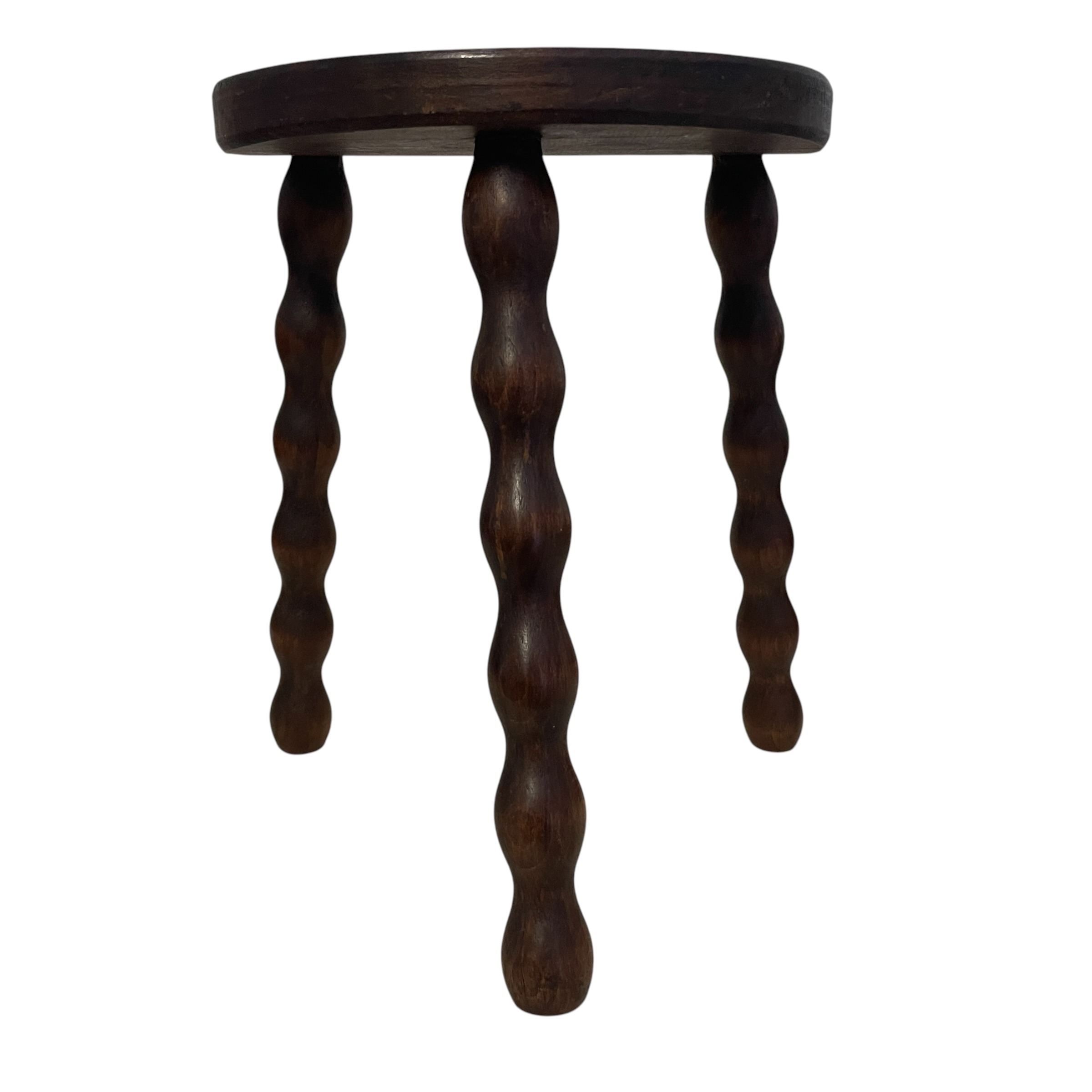 Vintage French Wooden Stool with Bobbin Turned Legs Stand Plinth Table D Stool Tripod T Brace Tabouret c1960’s / EVE 3 Vintage French Wooden Stool with Bobbin Turned Legs Stand Plinth Table D Stool Tripod T Brace Tabouret c1960's / EVE - Image 3