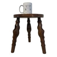 Alternative view of Vintage Dutch Wooden Stool With Carved Clog Legs c1960's / EVE