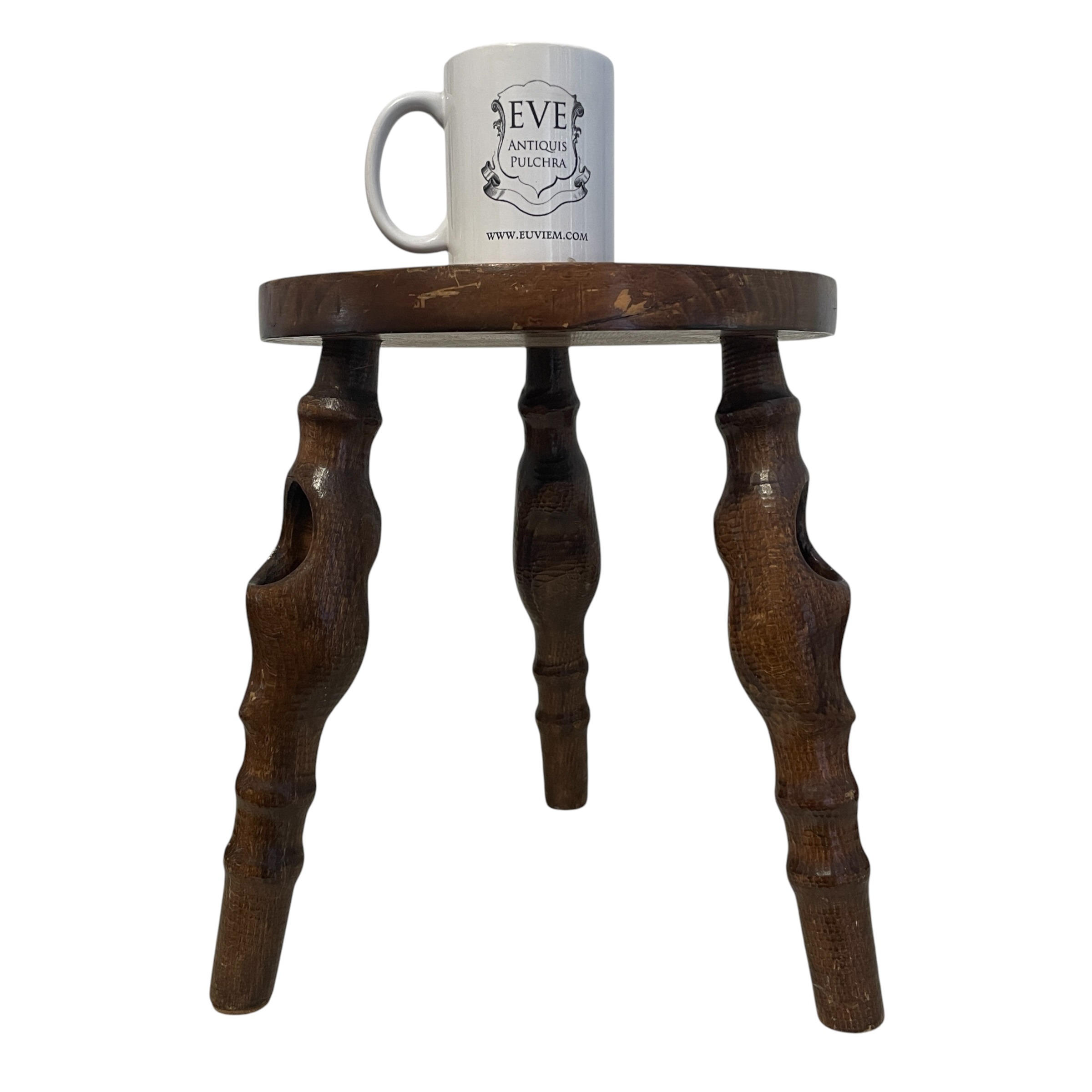Vintage Dutch Wooden Stool With Carved Clog Legs c1960’s / EVE 2 Vintage Dutch Wooden Stool With Carved Clog Legs c1960's / EVE - Image 2