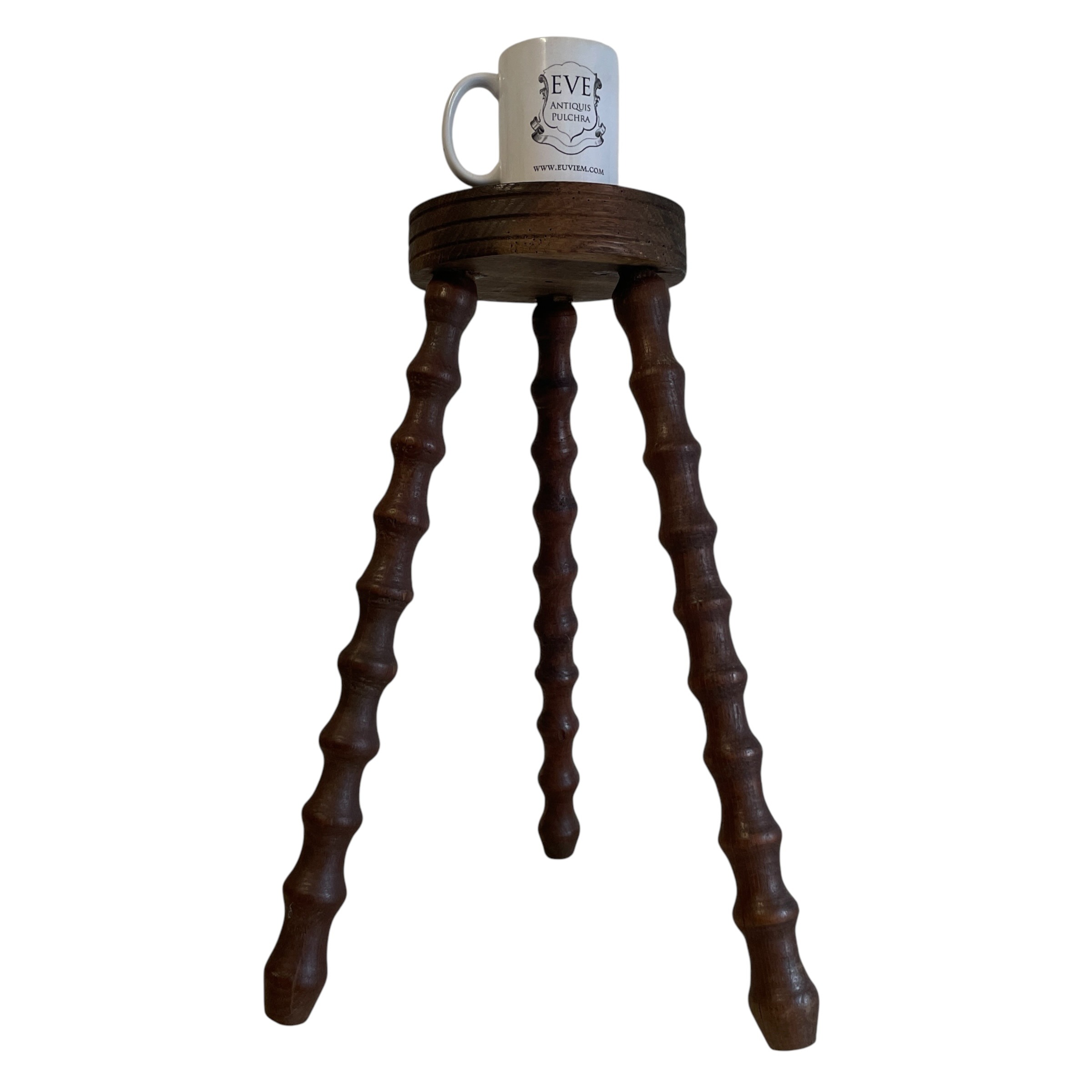 Vintage French Wooden Milking Stool with Turned Bobbin Four Legs Rest Plain Simple Stand Plinth Tabouret c1960-70’s / EVE 3 Vintage French Wooden Milking Stool with Turned Bobbin Four Legs Rest Plain Simple Stand Plinth Tabouret c1960-70's / EVE - Image 3