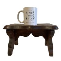 Alternative view of Antique French Monogrammed with a Letter M Wooden Foot Stool with Scalloped Edges c1900's / EVE