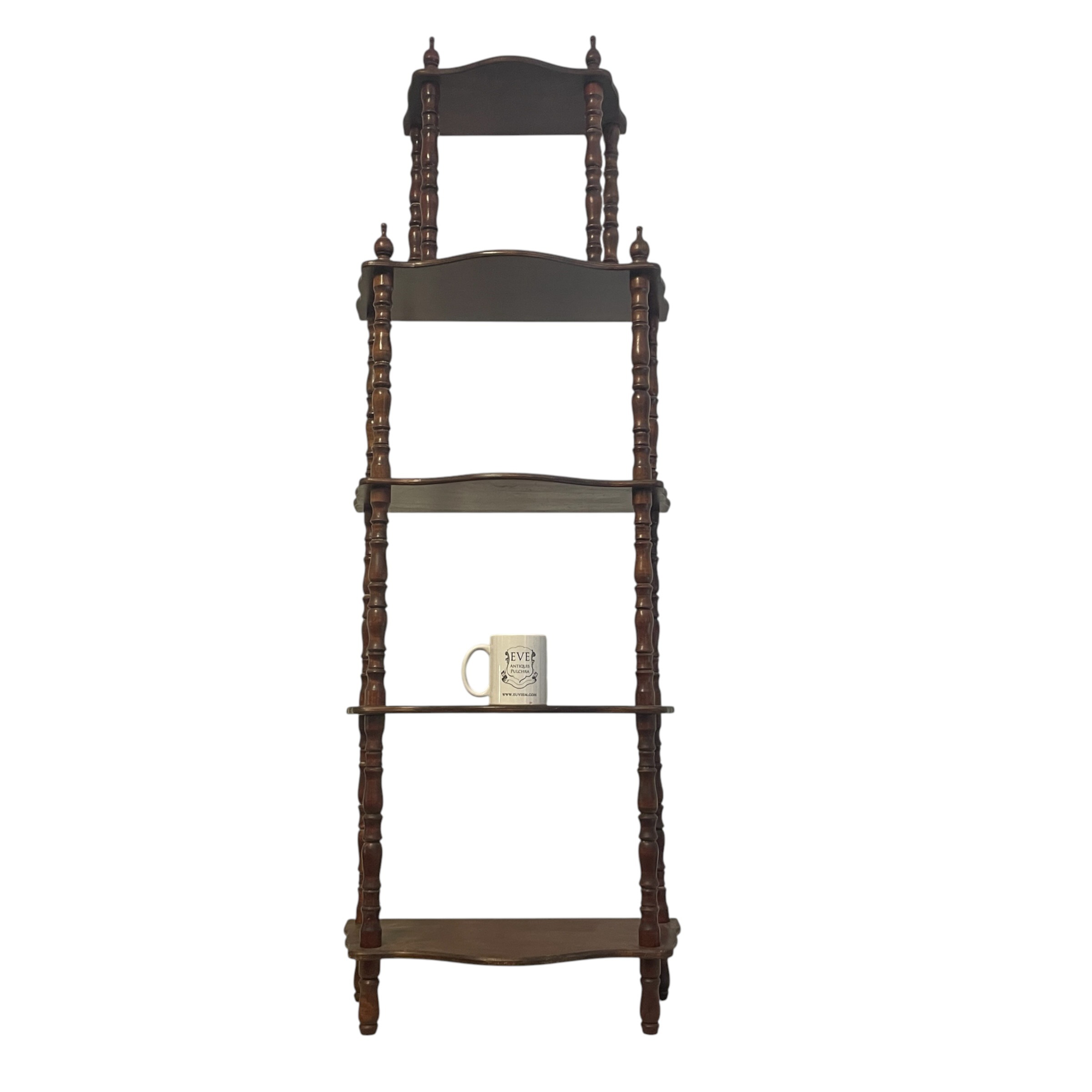 Vintage English Victorian Era Reproduction Five Tier Wooden Wall Display Shelf c1960-70s / EVE 4 Vintage English Victorian Era Reproduction Five Tier Wooden Wall Display Shelf c1960-70s / EVE - Image 4