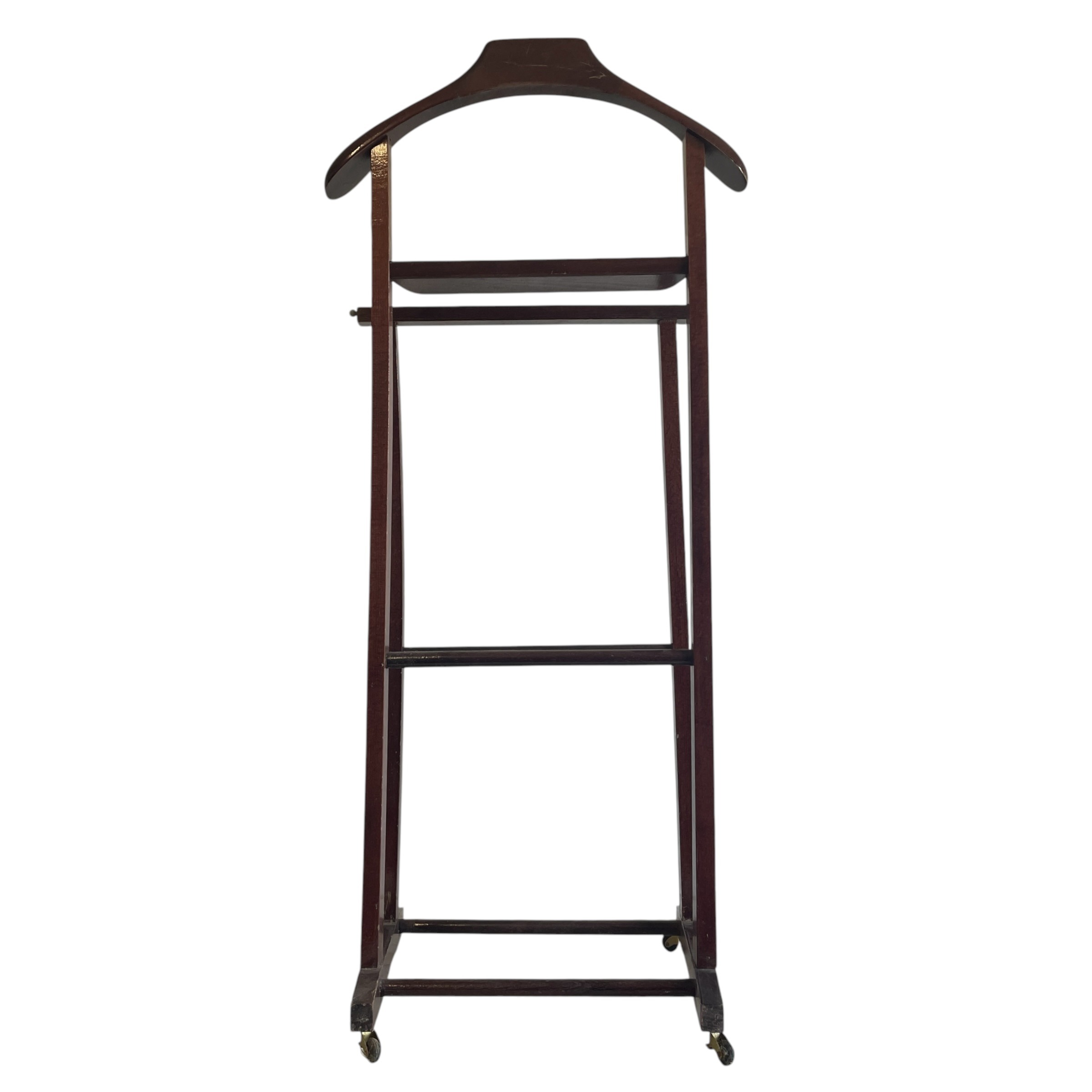 Vintage French Wooden Valet Stand with a Hanger Trouser Bar and Wheels Clothes Suit Costume Bedroom Decor Storage Office c1970’s / EVE 7 Vintage French Wooden Valet Stand with a Hanger Trouser Bar and Wheels Clothes Suit Costume Bedroom Decor Storage Office c1970's / EVE - Image 7