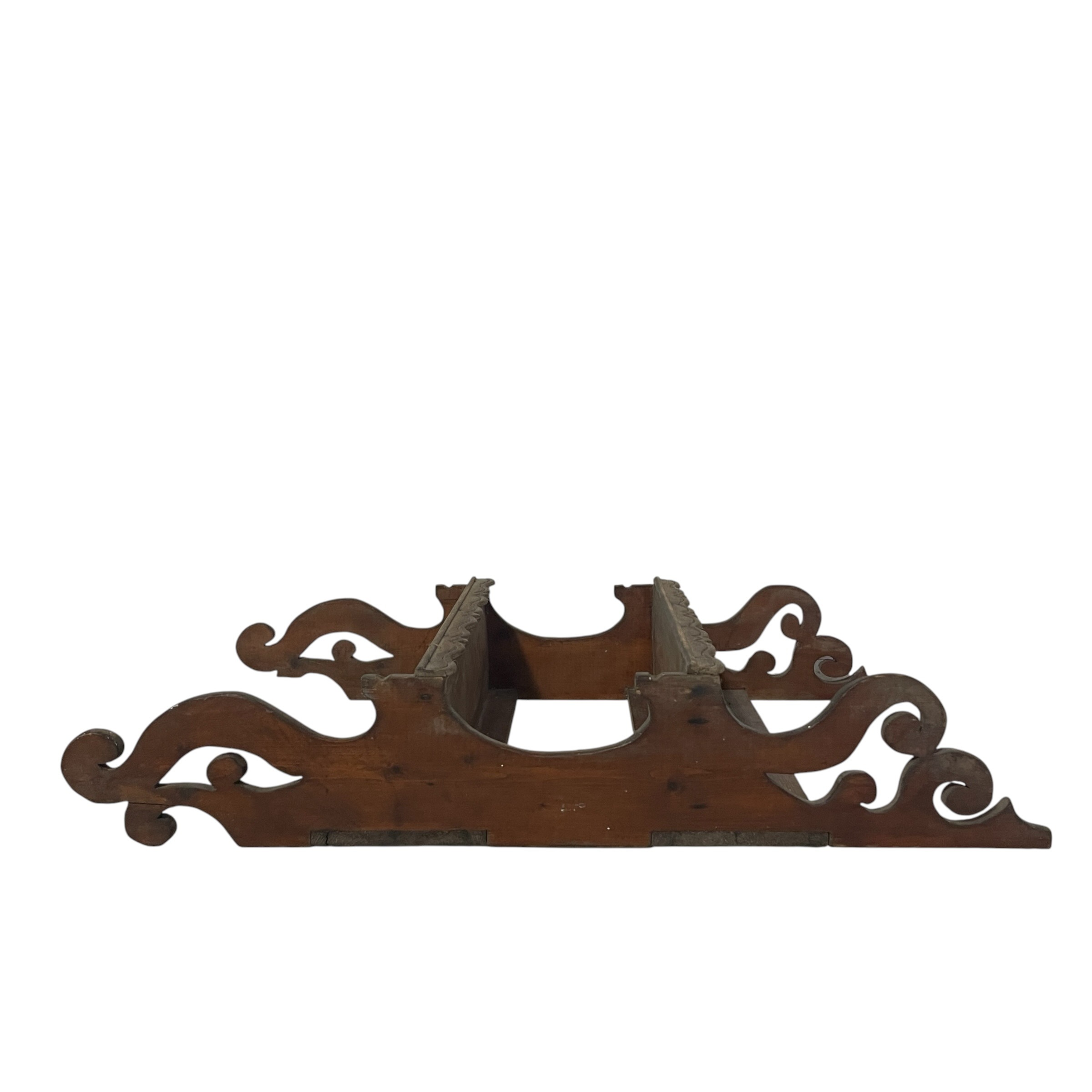 Vintage French Victorian Style Dark Stained Wooden Two Tier Fretwork Wall Shelf DAMAGED c1980s / EVE 8 Vintage French Victorian Style Dark Stained Wooden Two Tier Fretwork Wall Shelf DAMAGED c1980s / EVE - Image 8