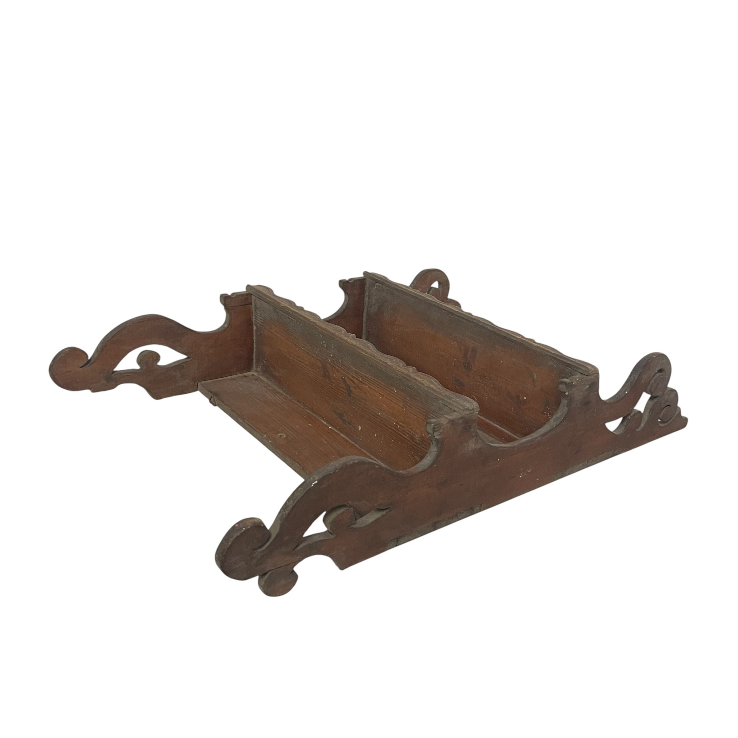 Vintage French Victorian Style Dark Stained Wooden Two Tier Fretwork Wall Shelf DAMAGED c1980s / EVE 7 Vintage French Victorian Style Dark Stained Wooden Two Tier Fretwork Wall Shelf DAMAGED c1980s / EVE - Image 7