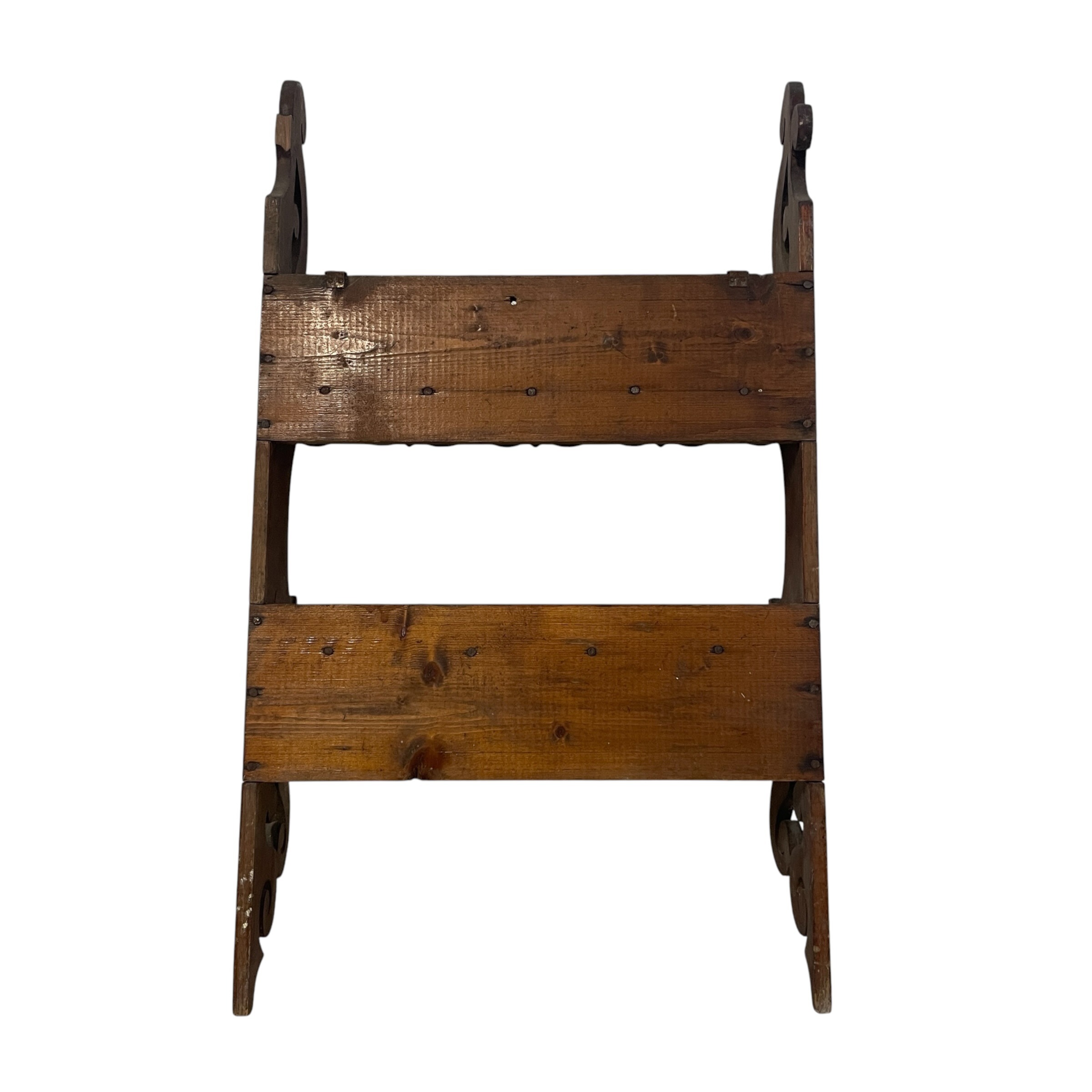 Vintage French Victorian Style Dark Stained Wooden Two Tier Fretwork Wall Shelf DAMAGED c1980s / EVE 6 Vintage French Victorian Style Dark Stained Wooden Two Tier Fretwork Wall Shelf DAMAGED c1980s / EVE - Image 6