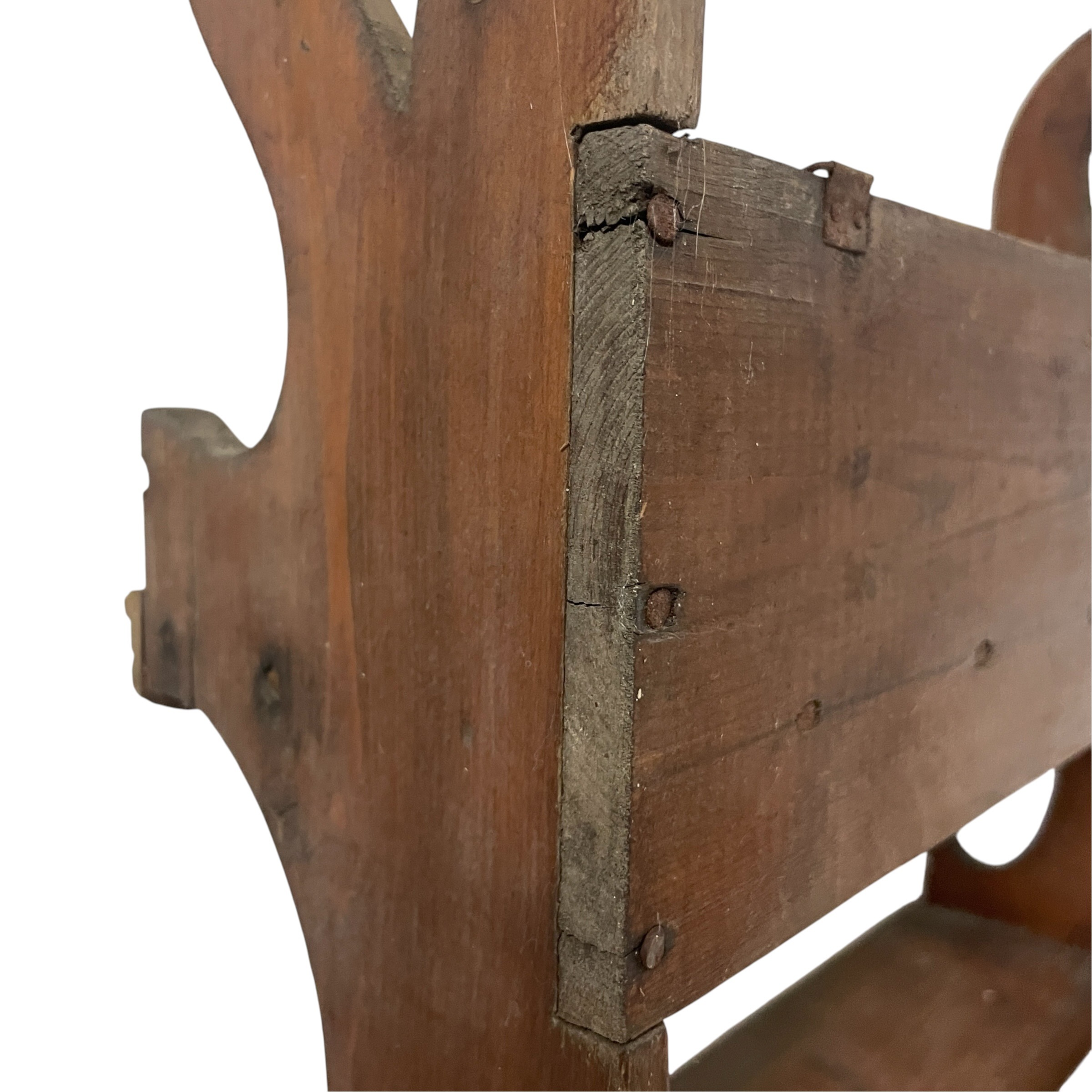 Vintage French Victorian Style Dark Stained Wooden Two Tier Fretwork Wall Shelf DAMAGED c1980s / EVE 3 Vintage French Victorian Style Dark Stained Wooden Two Tier Fretwork Wall Shelf DAMAGED c1980s / EVE - Image 3