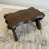 Antique French Monogrammed with a Letter M Wooden Foot Stool with Scalloped Edges c1900's / EVE