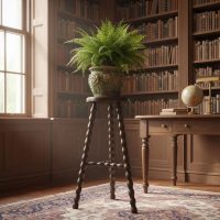 Vintage French Tall Wooden Tripod Stool with Turned Bobbin Legs and Round Top Stand Plinth Table Tripod Tabouret T Brace c1960’s / EVE Vintage French Tall Wooden Tripod Stool with Turned Bobbin Legs and Round Top Stand Plinth Table Tripod Tabouret T Brace c1960's / EVE
