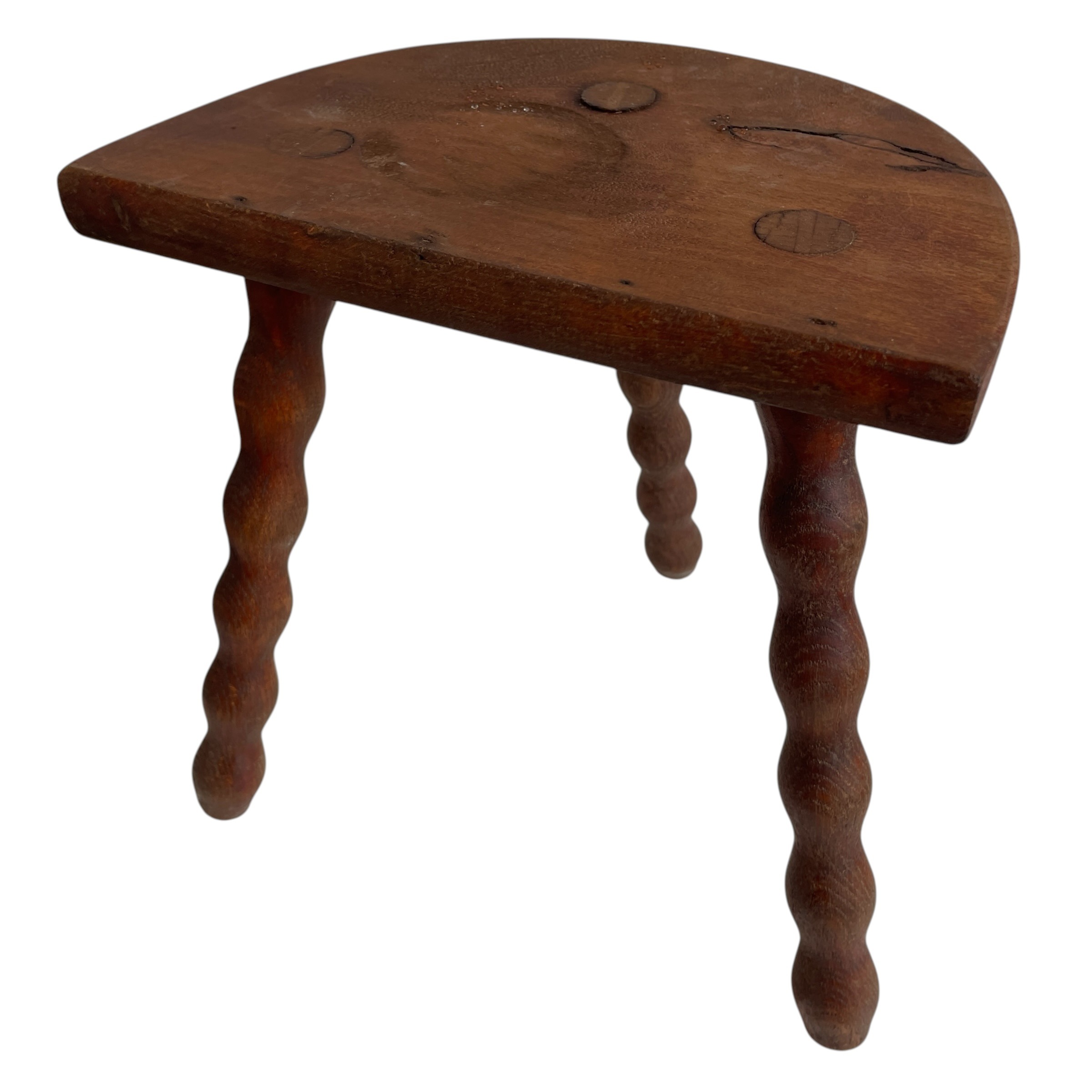 Vintage French Tripod Stool Chair Seat Wood Milking D Shaped Seat Bobbin Leg Rest Stand Plinth Tabouret Farmhouse c1960’s / EVE 3 Vintage French Tripod Stool Chair Seat Wood Milking D Shaped Seat Bobbin Leg Rest Stand Plinth Tabouret Farmhouse c1960's / EVE - Image 3
