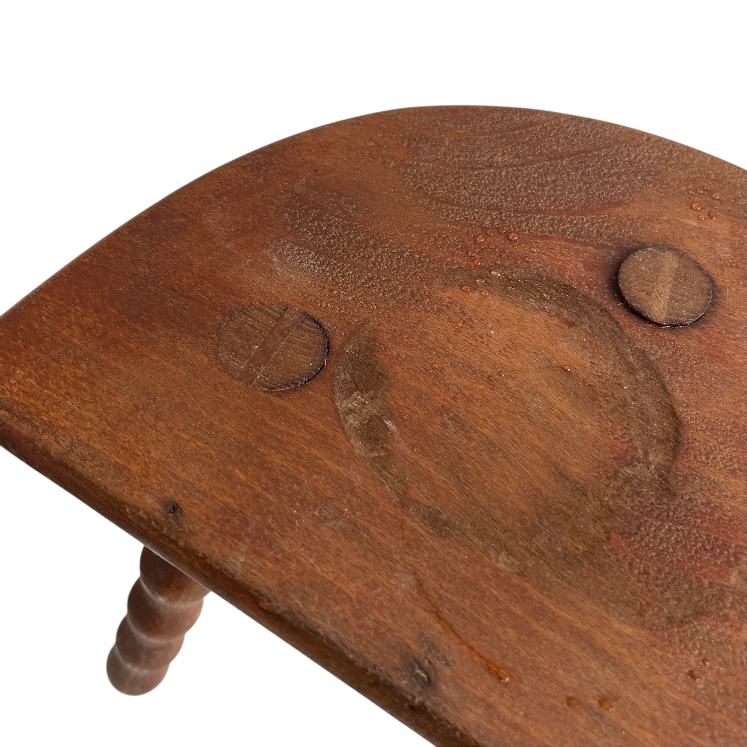 Vintage French Tripod Stool Chair Seat Wood Milking D Shaped Seat Bobbin Leg Rest Stand Plinth Tabouret Farmhouse c1960’s / EVE 9 Vintage French Tripod Stool Chair Seat Wood Milking D Shaped Seat Bobbin Leg Rest Stand Plinth Tabouret Farmhouse c1960's / EVE - Image 9