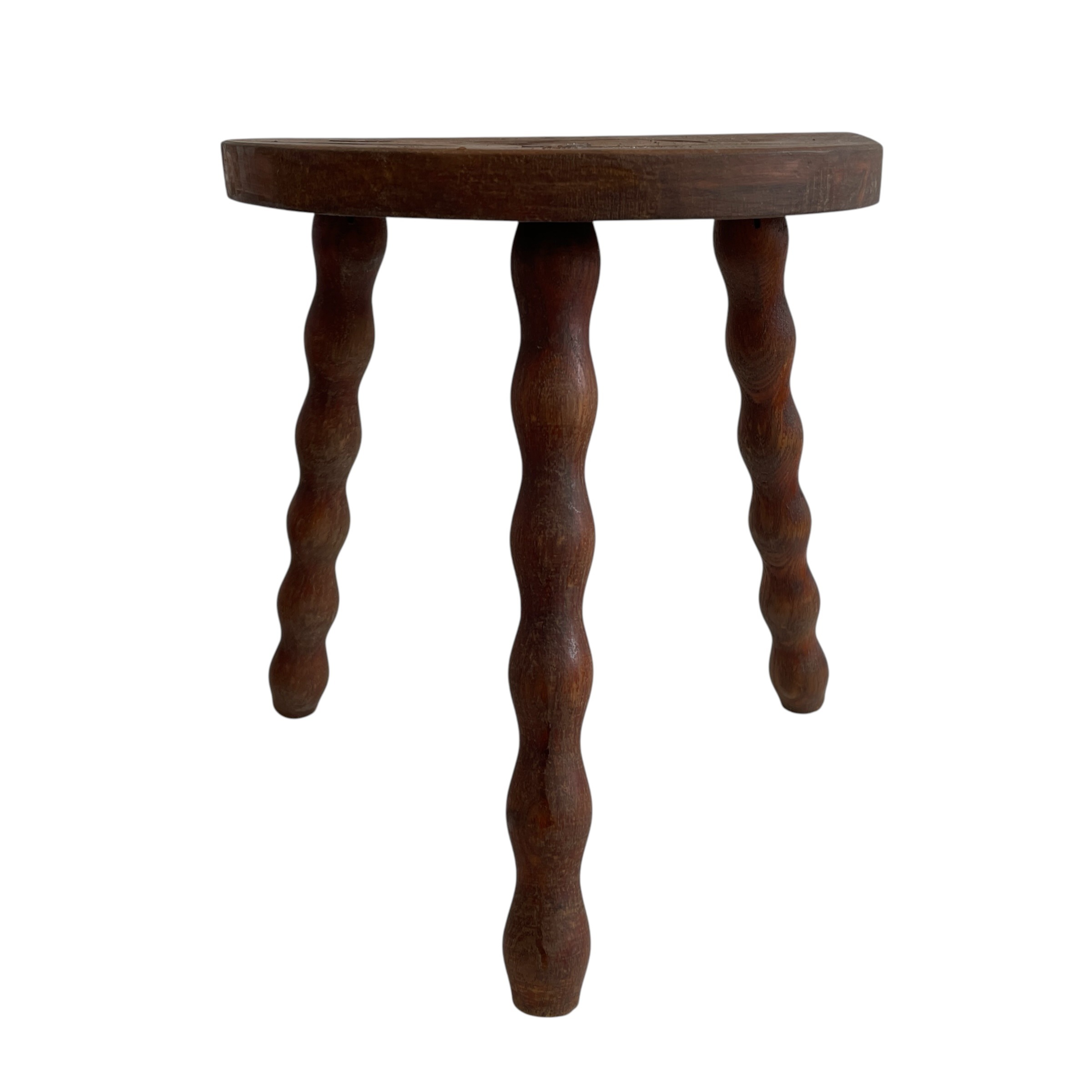 Vintage French Tripod Stool Chair Seat Wood Milking D Shaped Seat Bobbin Leg Rest Stand Plinth Tabouret Farmhouse c1960’s / EVE 6 Vintage French Tripod Stool Chair Seat Wood Milking D Shaped Seat Bobbin Leg Rest Stand Plinth Tabouret Farmhouse c1960's / EVE - Image 6