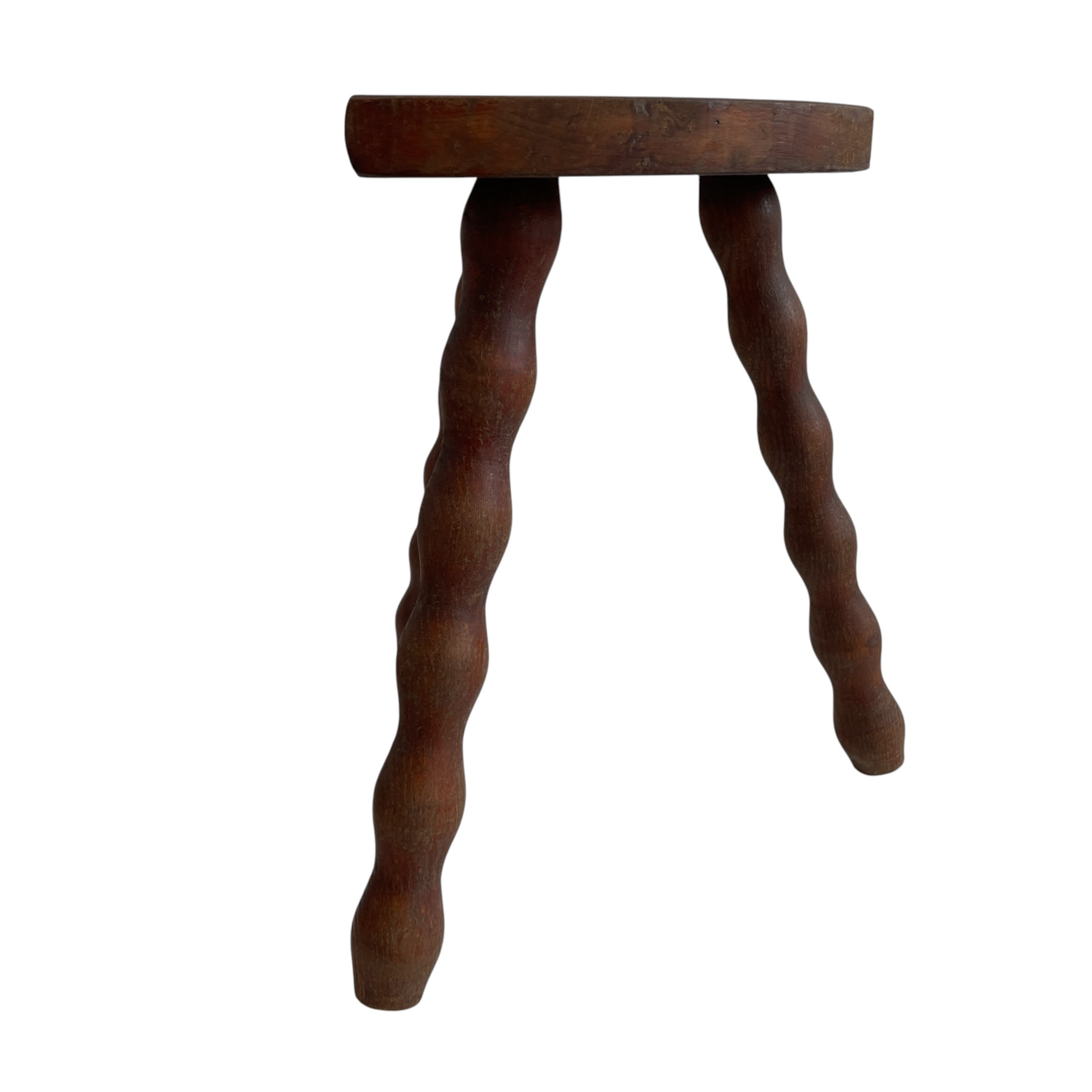 Vintage French Tripod Stool Chair Seat Wood Milking D Shaped Seat Bobbin Leg Rest Stand Plinth Tabouret Farmhouse c1960’s / EVE 5 Vintage French Tripod Stool Chair Seat Wood Milking D Shaped Seat Bobbin Leg Rest Stand Plinth Tabouret Farmhouse c1960's / EVE - Image 5