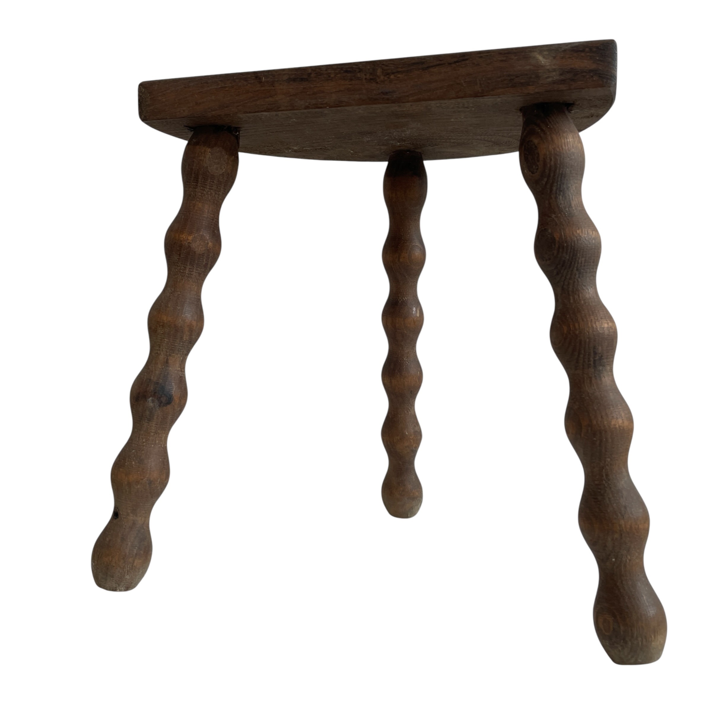 Vintage French Tripod Stool Chair Seat Wood Milking D Shaped Seat Bobbin Leg Rest Stand Plinth Tabouret Farmhouse c1960’s / EVE 4 Vintage French Tripod Stool Chair Seat Wood Milking D Shaped Seat Bobbin Leg Rest Stand Plinth Tabouret Farmhouse c1960's / EVE - Image 4
