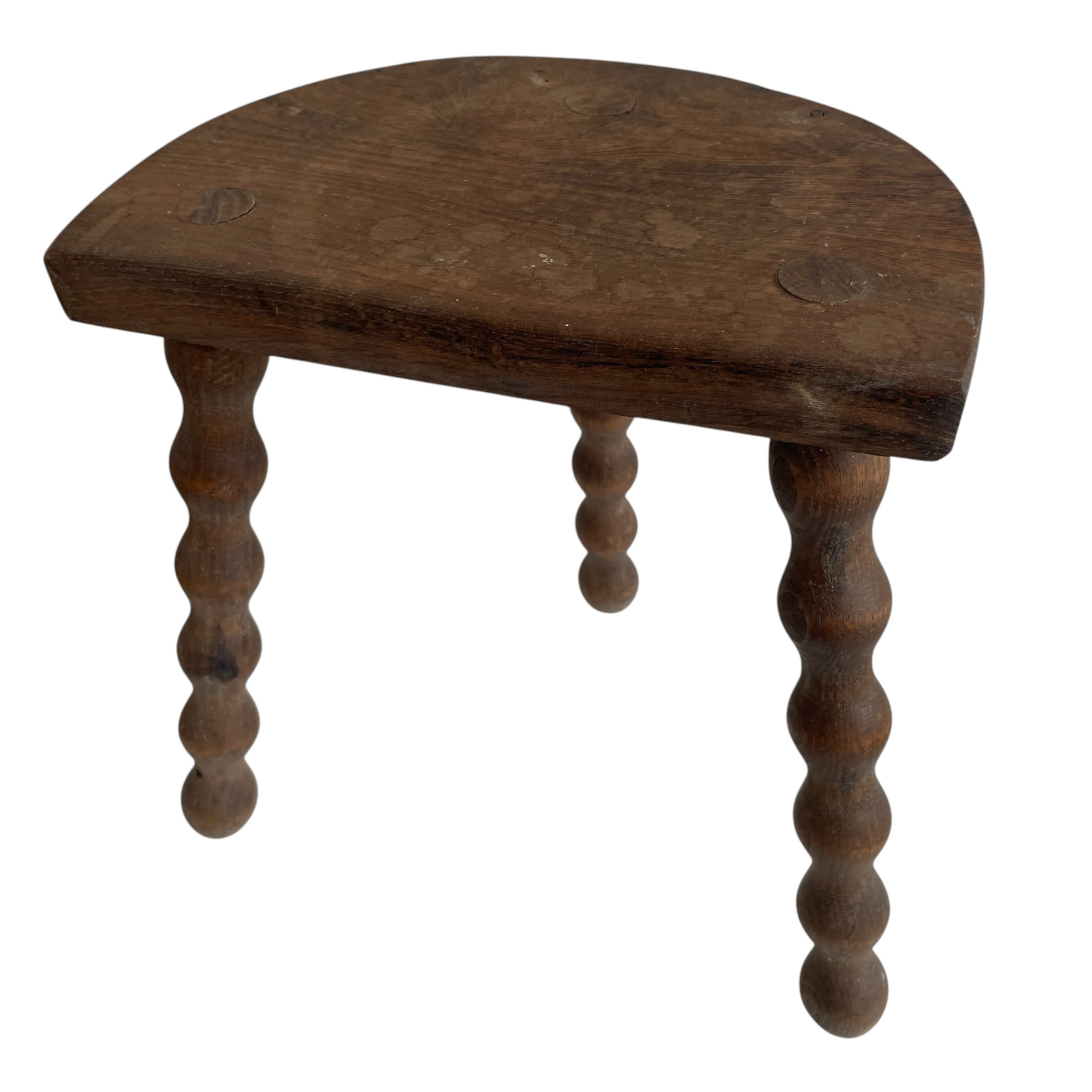 Vintage French Tripod Stool Chair Seat Wood Milking D Shaped Seat Bobbin Leg Rest Stand Plinth Tabouret Farmhouse c1960’s / EVE 4 Vintage French Tripod Stool Chair Seat Wood Milking D Shaped Seat Bobbin Leg Rest Stand Plinth Tabouret Farmhouse c1960's / EVE - Image 4