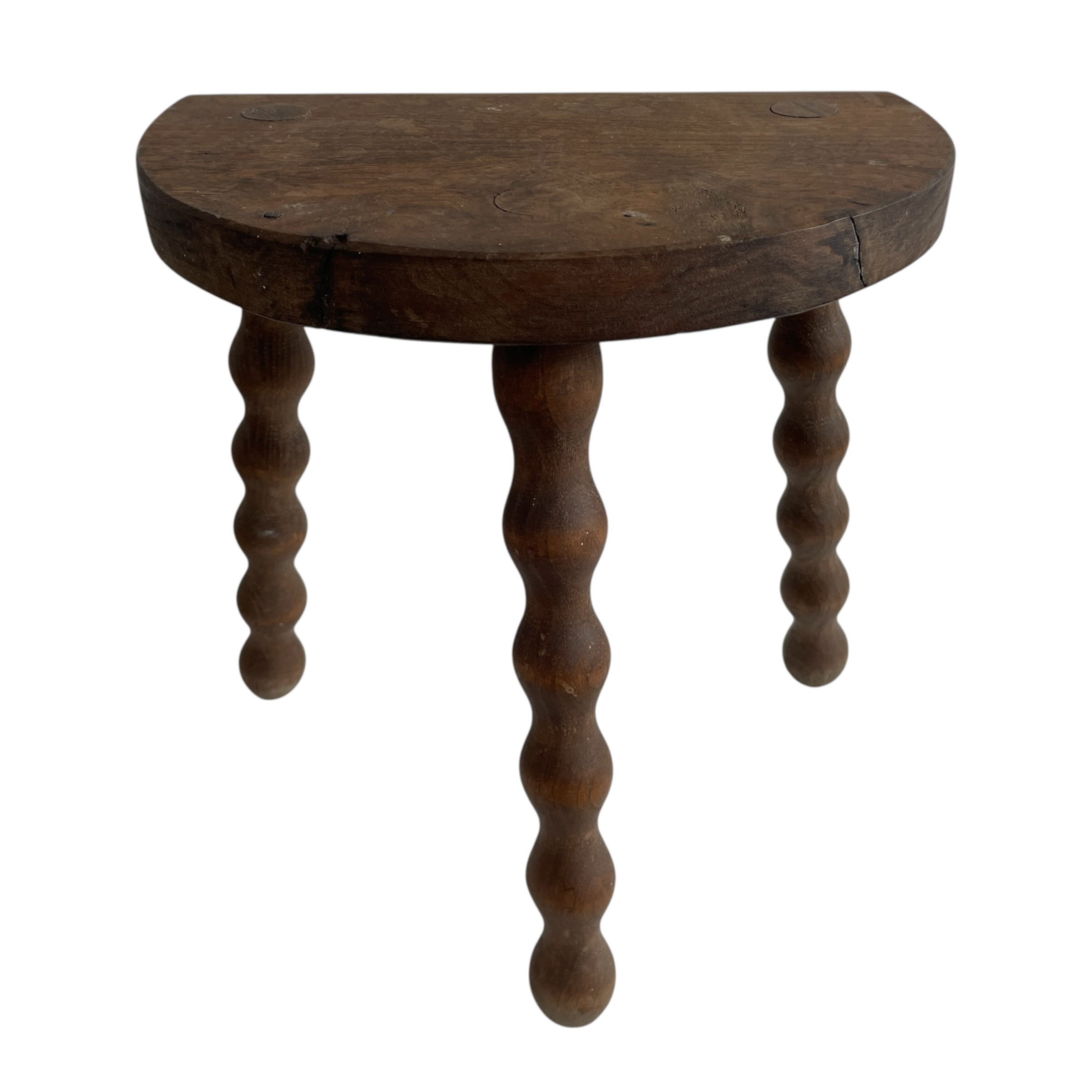Vintage French Tripod Stool Chair Seat Wood Milking D Shaped Seat Bobbin Leg Rest Stand Plinth Tabouret Farmhouse c1960’s / EVE 8 Vintage French Tripod Stool Chair Seat Wood Milking D Shaped Seat Bobbin Leg Rest Stand Plinth Tabouret Farmhouse c1960's / EVE - Image 8