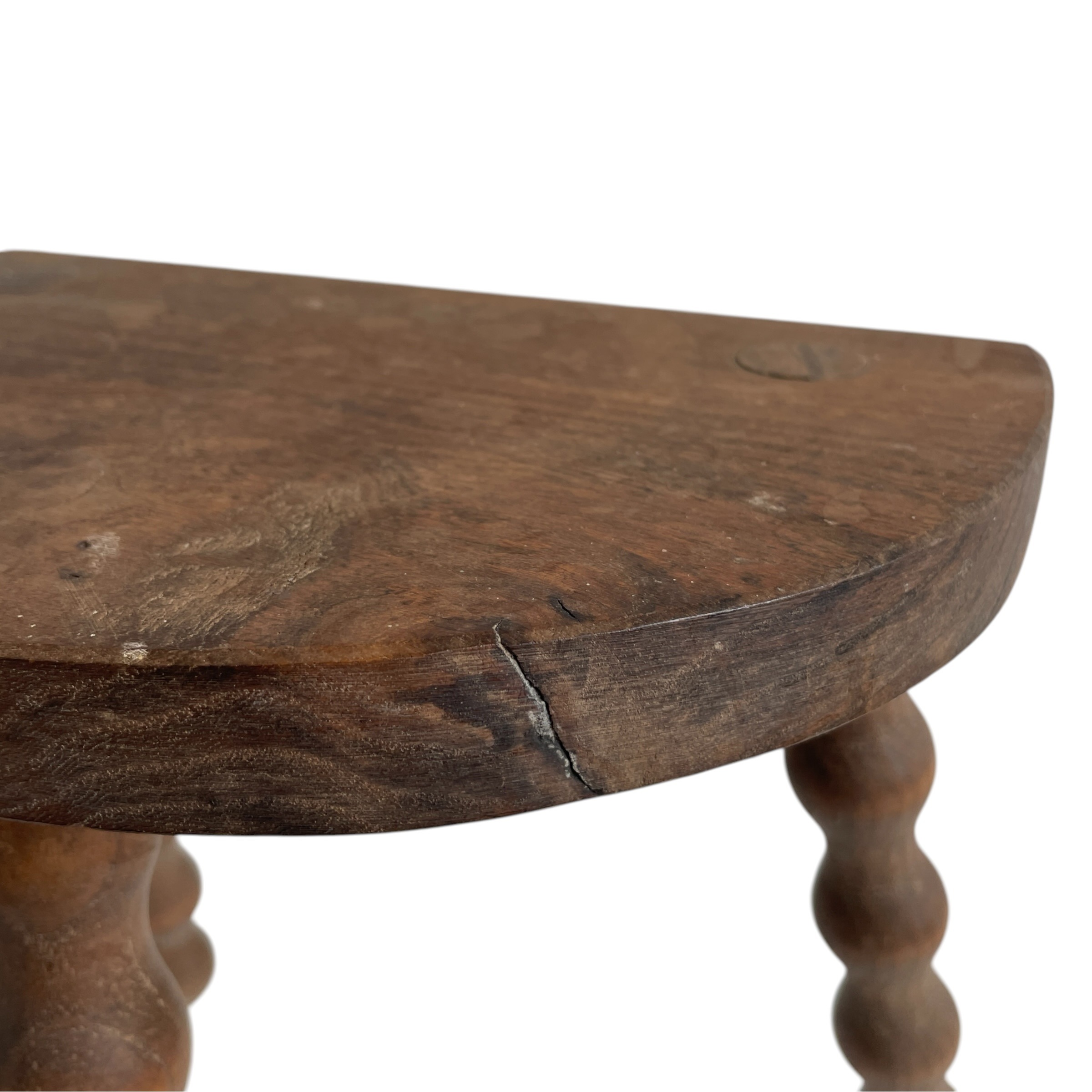 Vintage French Tripod Stool Chair Seat Wood Milking D Shaped Seat Bobbin Leg Rest Stand Plinth Tabouret Farmhouse c1960’s / EVE 7 Vintage French Tripod Stool Chair Seat Wood Milking D Shaped Seat Bobbin Leg Rest Stand Plinth Tabouret Farmhouse c1960's / EVE - Image 7