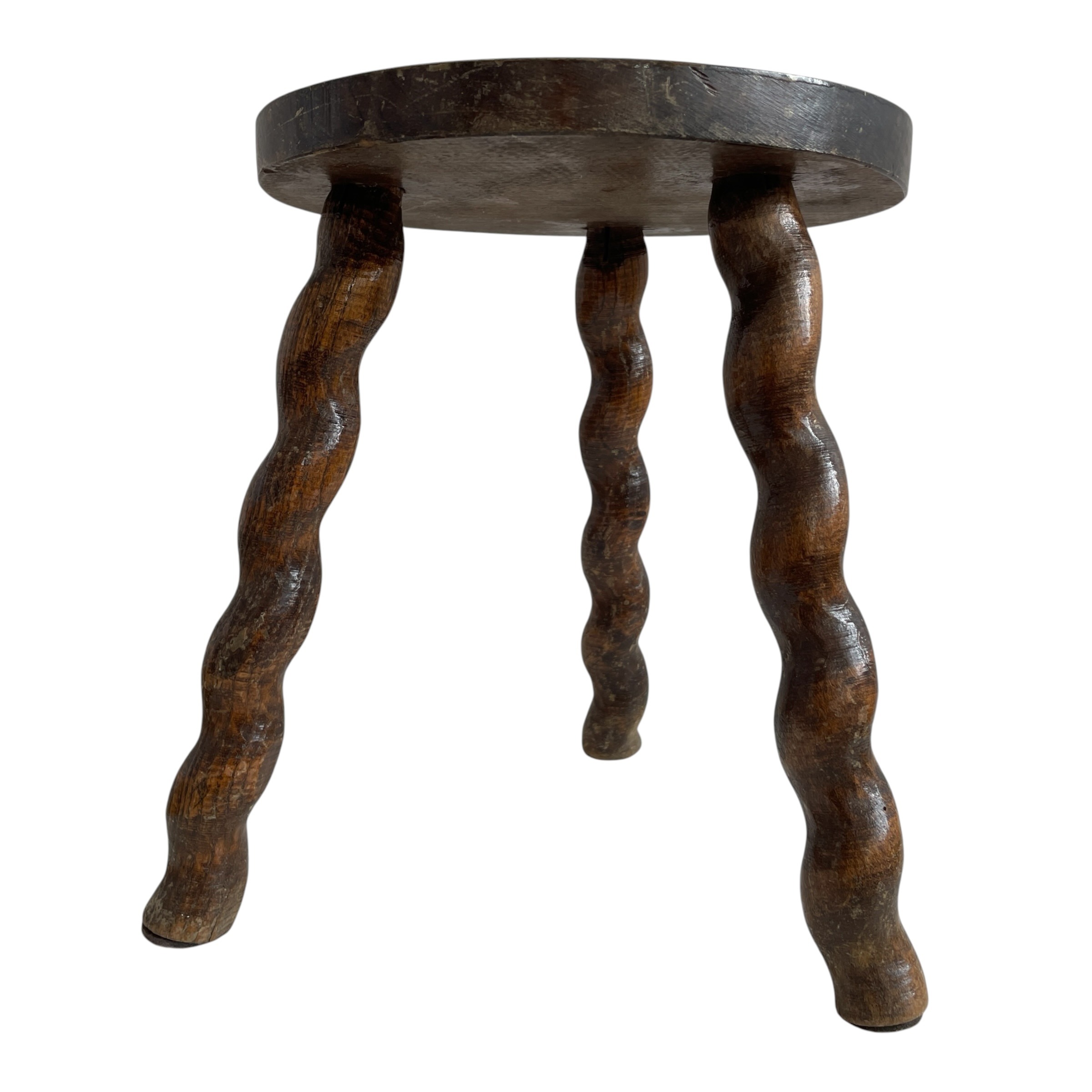 Vintage French Tripod Stool Chair Varnished Wood Milking Round Seat Twist Spiral Leg Rest Stand Plinth Tabouret c1960’s / EVE 10 Vintage French Tripod Stool Chair Varnished Wood Milking Round Seat Twist Spiral Leg Rest Stand Plinth Tabouret c1960's / EVE - Image 10