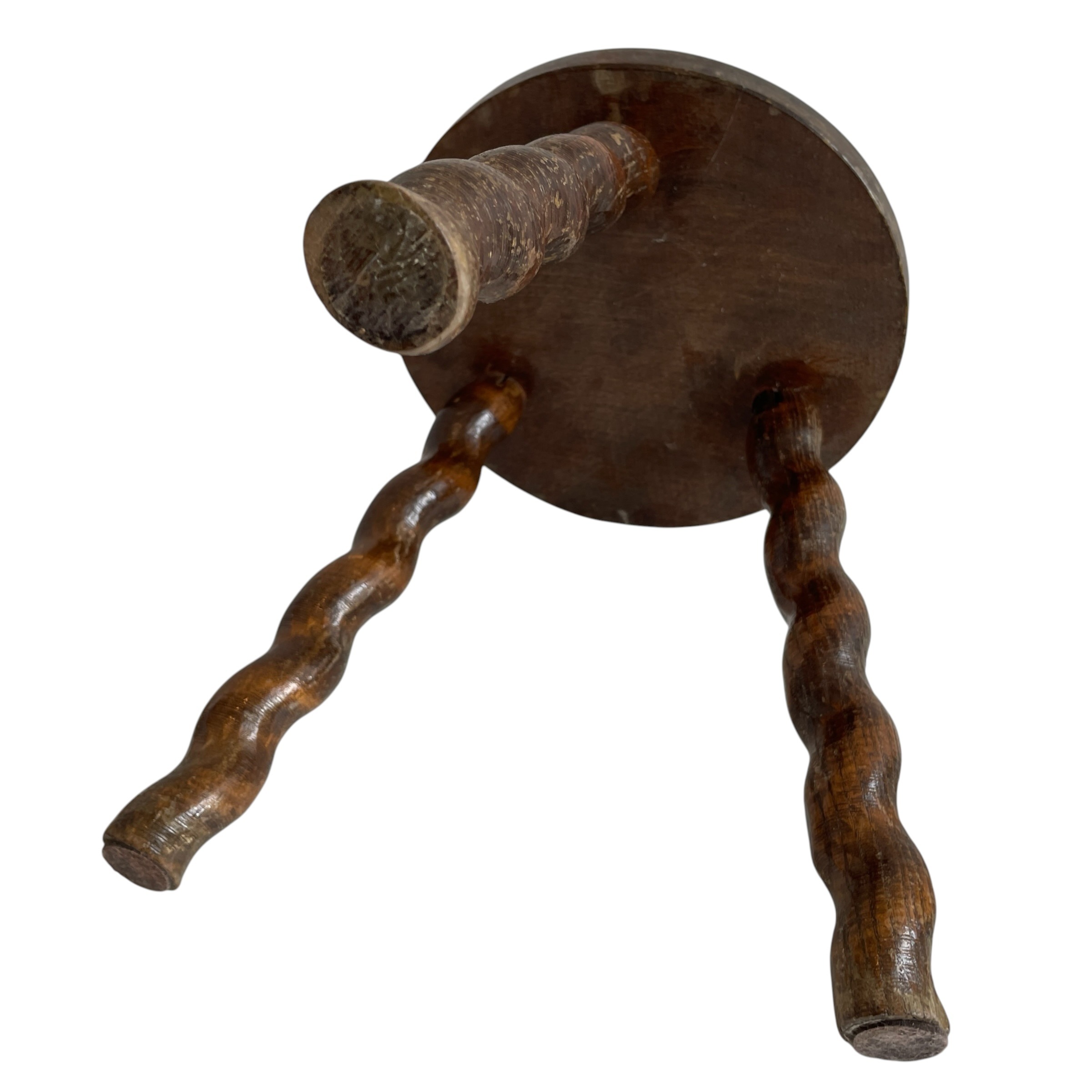 Vintage French Tripod Stool Chair Varnished Wood Milking Round Seat Twist Spiral Leg Rest Stand Plinth Tabouret c1960’s / EVE 6 Vintage French Tripod Stool Chair Varnished Wood Milking Round Seat Twist Spiral Leg Rest Stand Plinth Tabouret c1960's / EVE - Image 6