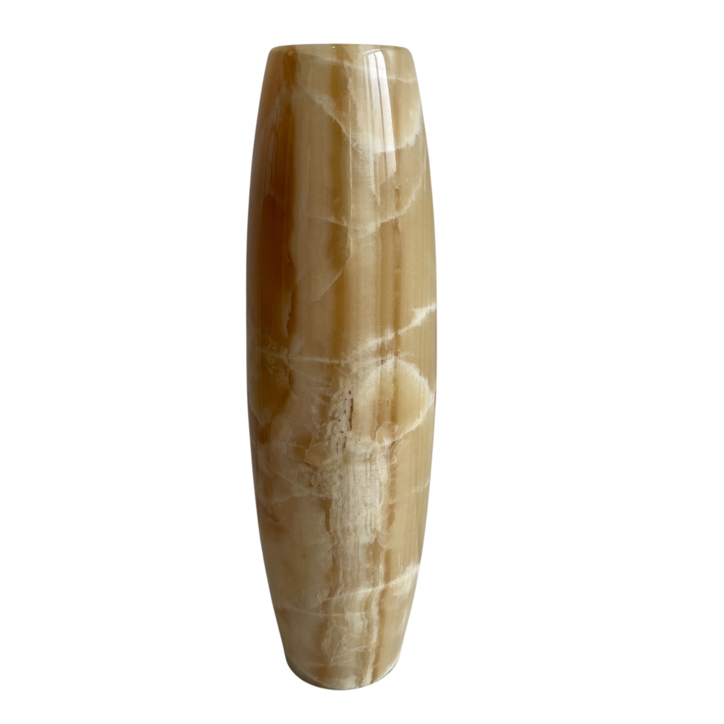 Vintage Pakistani Carved Golden Yellow Banded Onyx Cylindrical Vase Pot Collection Ornament Figurine Prop Display c1970’s / EVE 3 Vintage Pakistani Carved Golden Yellow Banded Onyx Cylindrical Vase Pot Collection Ornament Figurine Prop Display c1970's / EVE - Image 3