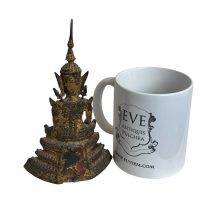 Alternative view of Antique Thai Rattanakosin Period Gilt Bronze Crowned Buddha Statue c1880s / EVE