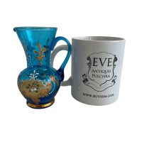 Alternative view of Antique French Blue Gold Glass Mini Jug Vase Carafe Pen Pot Catch All Toothbrush Holder Display Feature Design Decor c1920's / EVE