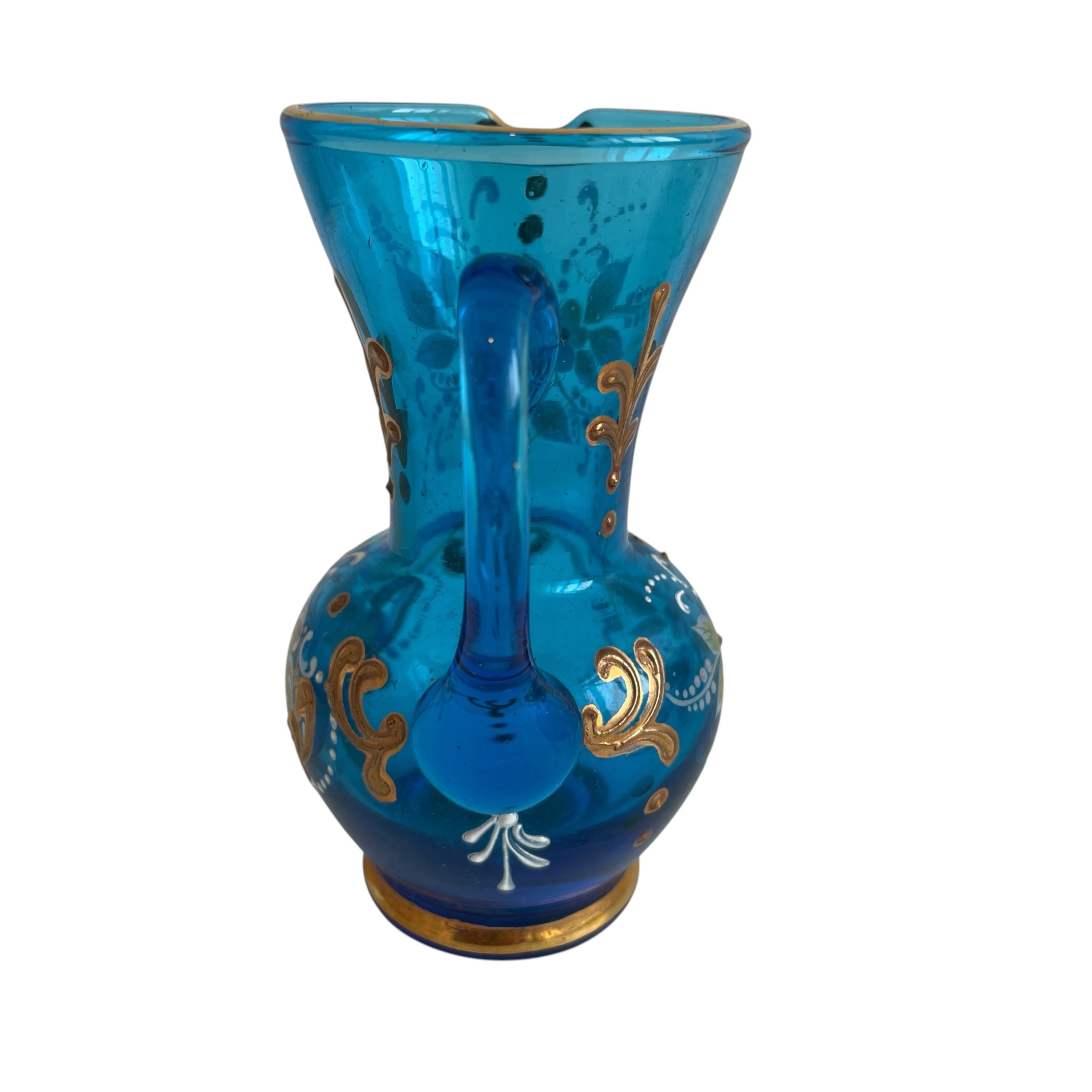 Antique French Blue Gold Glass Mini Jug Vase Carafe Pen Pot Catch All Toothbrush Holder Display Feature Design Decor c1920’s / EVE 12 Antique French Blue Gold Glass Mini Jug Vase Carafe Pen Pot Catch All Toothbrush Holder Display Feature Design Decor c1920's / EVE - Image 12
