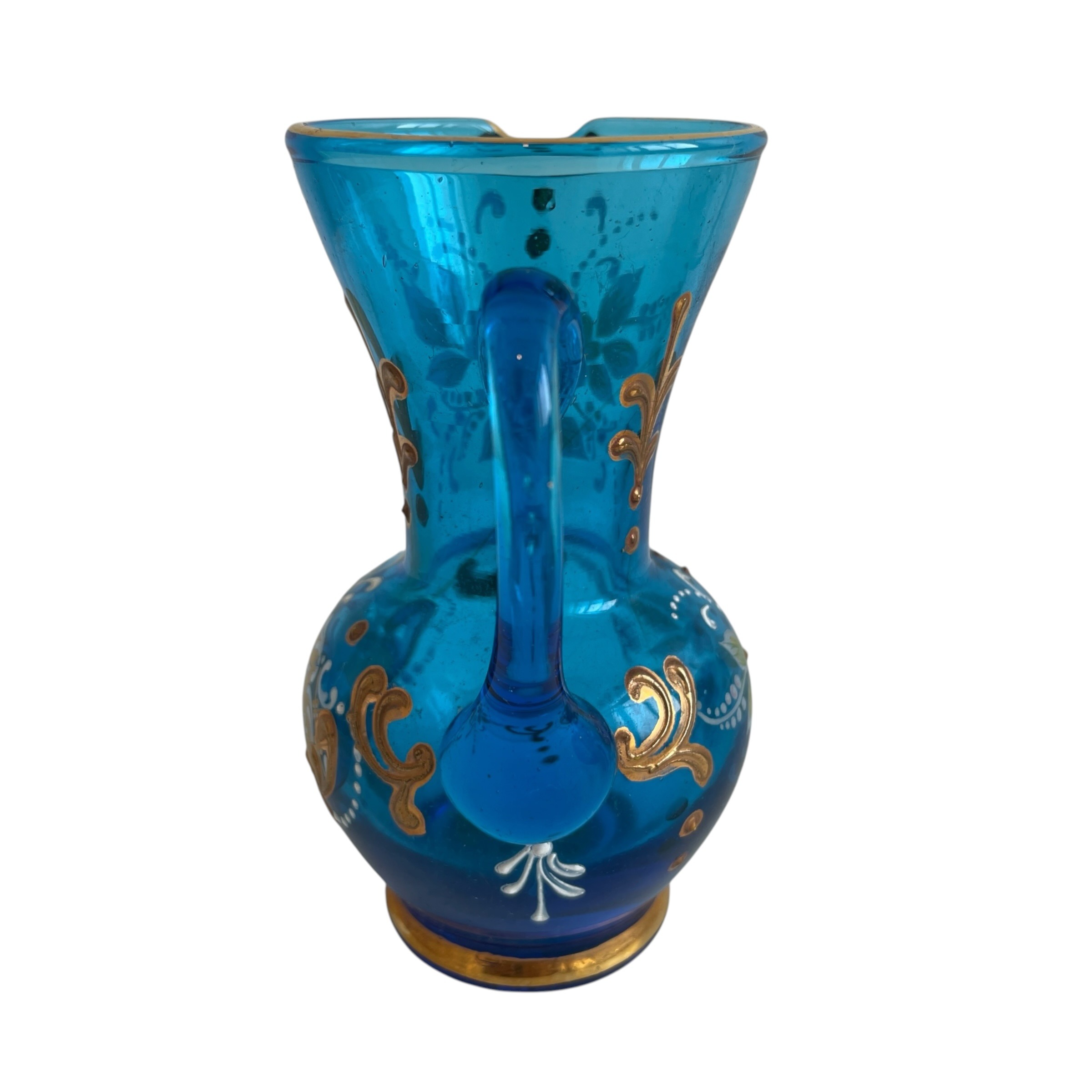 Antique French Blue Gold Glass Mini Jug Vase Carafe Pen Pot Catch All Toothbrush Holder Display Feature Design Decor c1920’s / EVE 11 Antique French Blue Gold Glass Mini Jug Vase Carafe Pen Pot Catch All Toothbrush Holder Display Feature Design Decor c1920's / EVE - Image 11