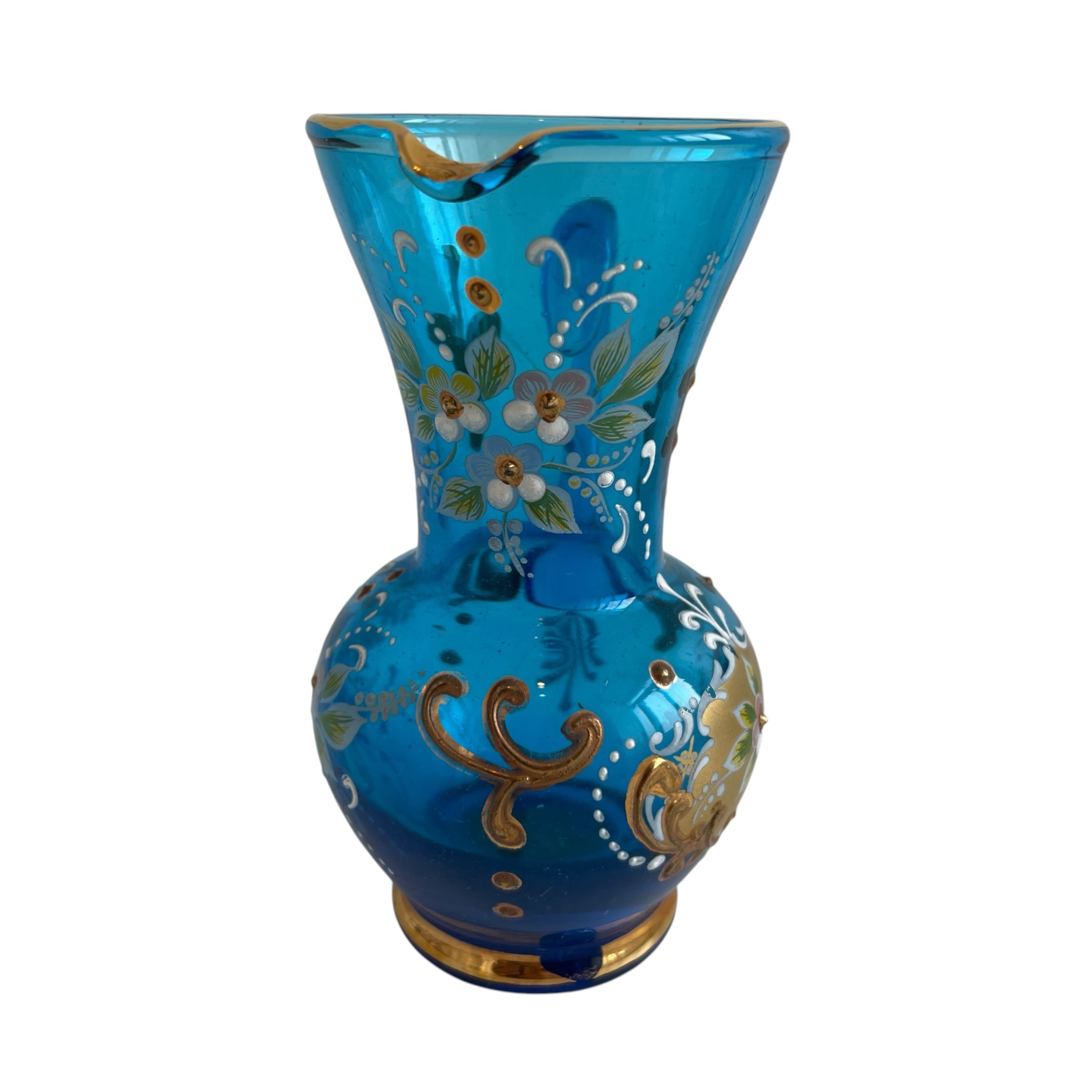 Antique French Blue Gold Glass Mini Jug Vase Carafe Pen Pot Catch All Toothbrush Holder Display Feature Design Decor c1920’s / EVE 9 Antique French Blue Gold Glass Mini Jug Vase Carafe Pen Pot Catch All Toothbrush Holder Display Feature Design Decor c1920's / EVE - Image 9