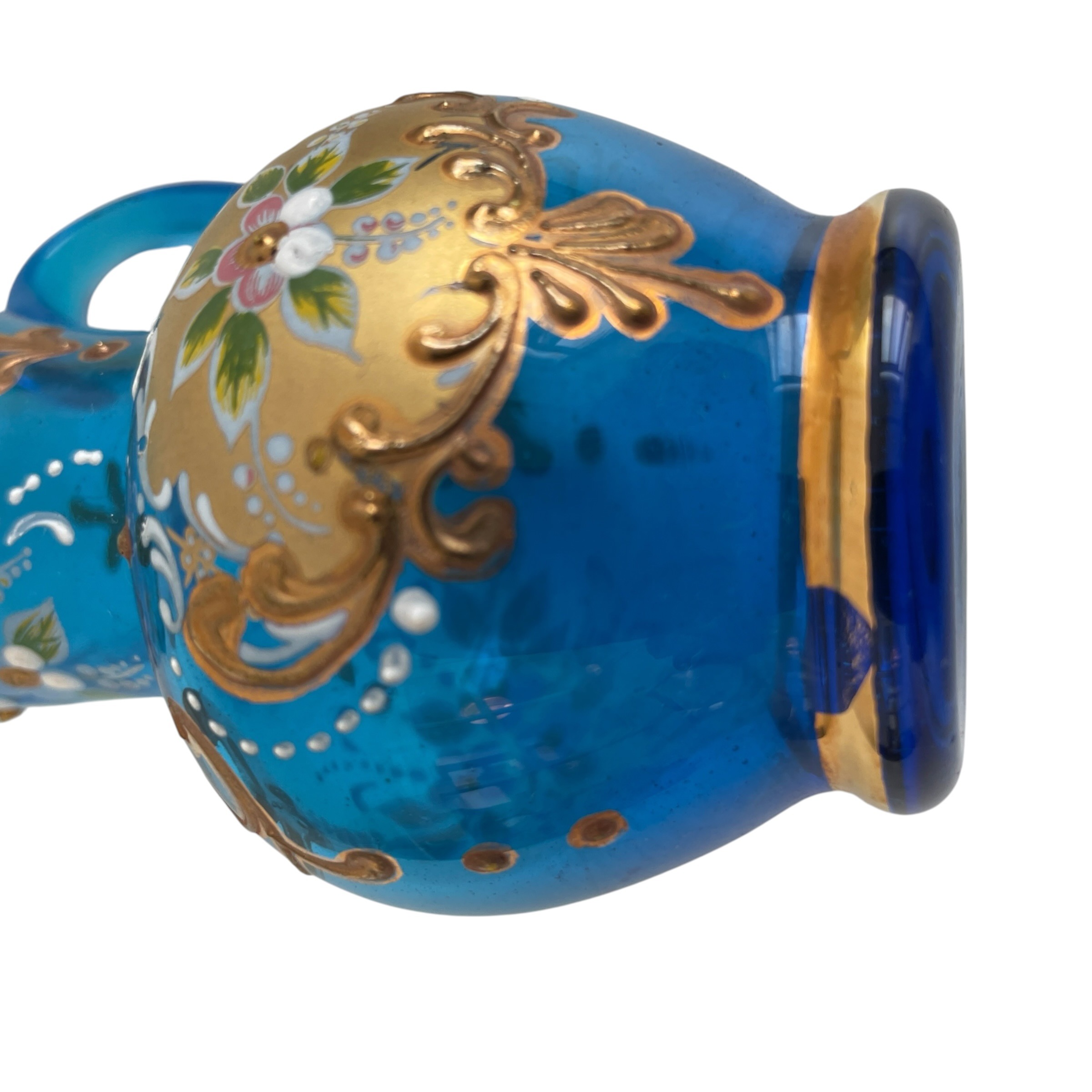 Antique French Blue Gold Glass Mini Jug Vase Carafe Pen Pot Catch All Toothbrush Holder Display Feature Design Decor c1920’s / EVE 8 Antique French Blue Gold Glass Mini Jug Vase Carafe Pen Pot Catch All Toothbrush Holder Display Feature Design Decor c1920's / EVE - Image 8