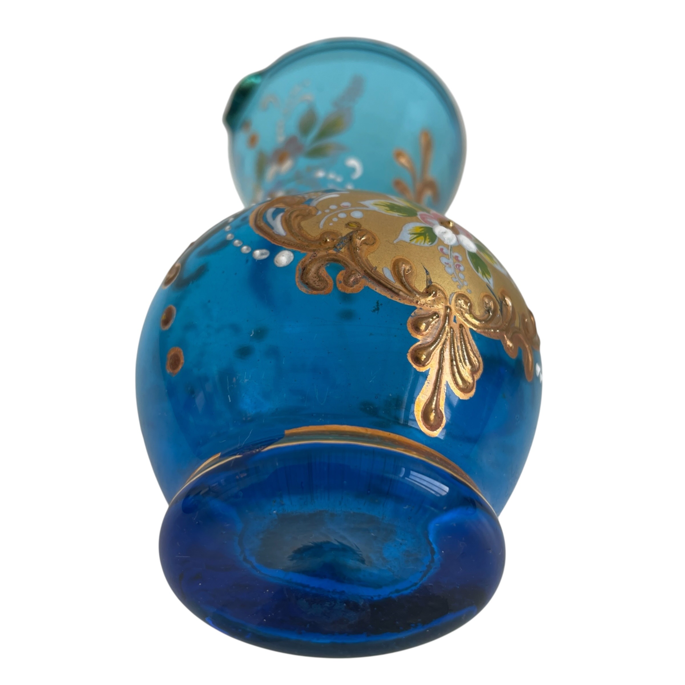 Antique French Blue Gold Glass Mini Jug Vase Carafe Pen Pot Catch All Toothbrush Holder Display Feature Design Decor c1920’s / EVE 7 Antique French Blue Gold Glass Mini Jug Vase Carafe Pen Pot Catch All Toothbrush Holder Display Feature Design Decor c1920's / EVE - Image 7