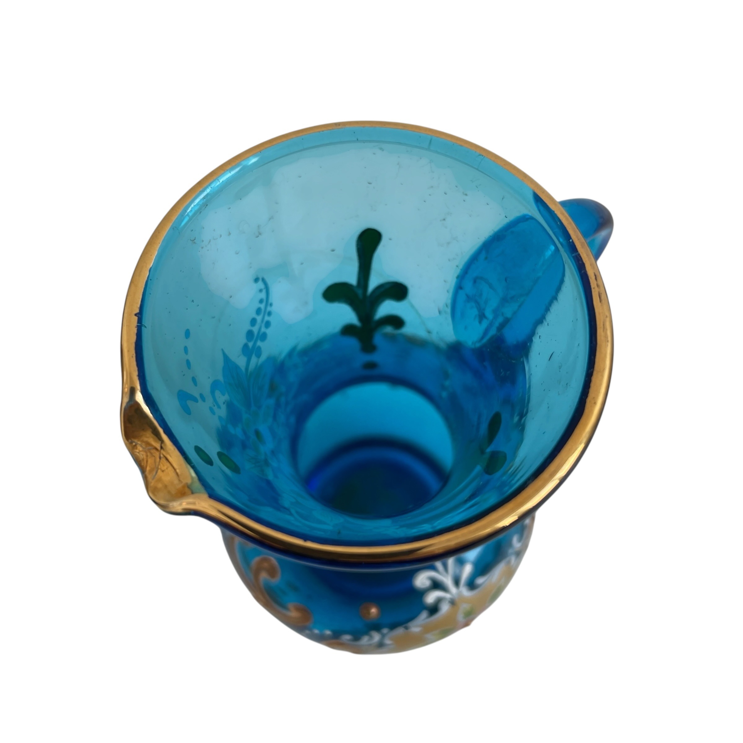 Antique French Blue Gold Glass Mini Jug Vase Carafe Pen Pot Catch All Toothbrush Holder Display Feature Design Decor c1920’s / EVE 6 Antique French Blue Gold Glass Mini Jug Vase Carafe Pen Pot Catch All Toothbrush Holder Display Feature Design Decor c1920's / EVE - Image 6