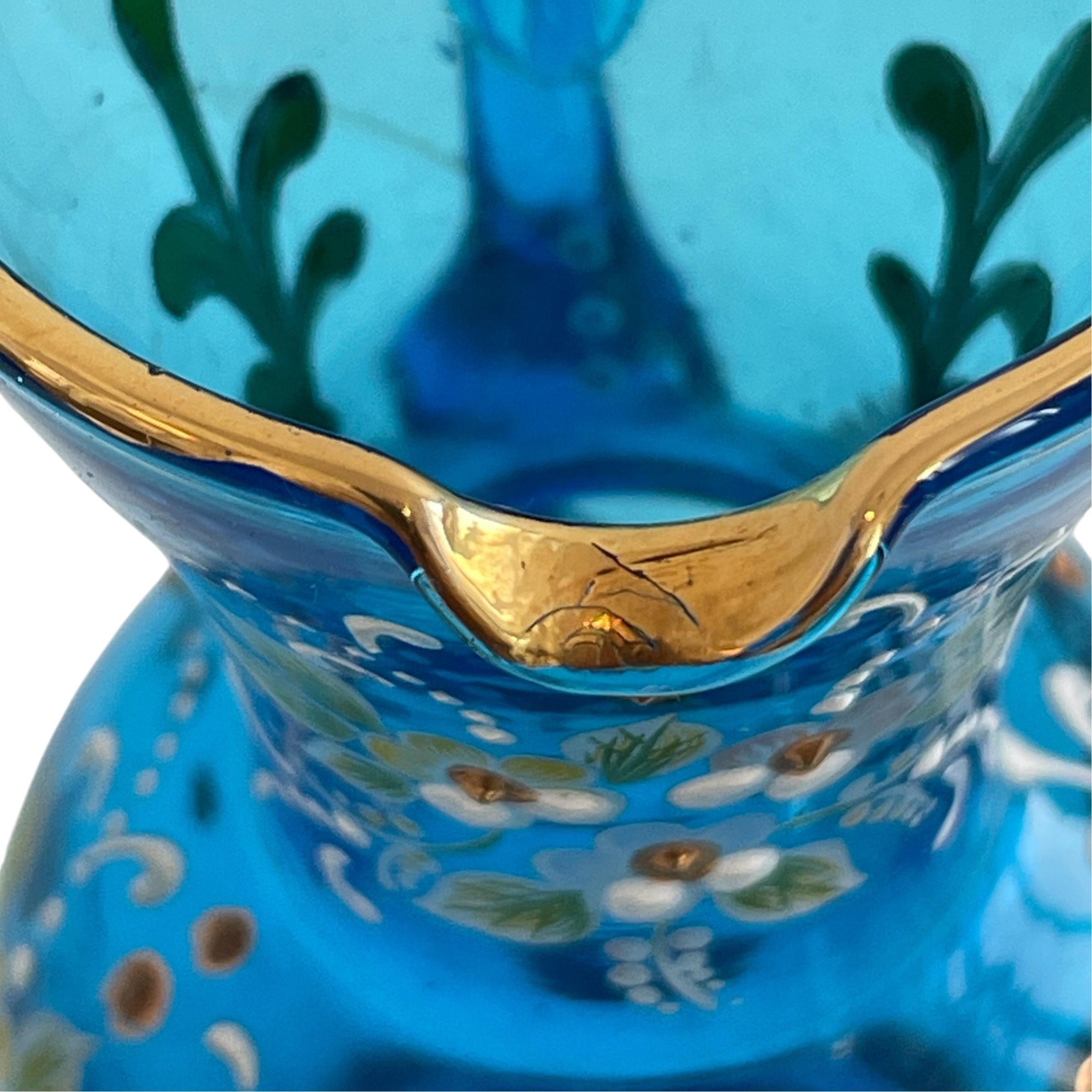 Antique French Blue Gold Glass Mini Jug Vase Carafe Pen Pot Catch All Toothbrush Holder Display Feature Design Decor c1920’s / EVE 5 Antique French Blue Gold Glass Mini Jug Vase Carafe Pen Pot Catch All Toothbrush Holder Display Feature Design Decor c1920's / EVE - Image 5