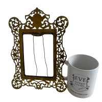 Alternative view of Antique French Ornate Pierced Brass Tabletop Picture Frame with Scrollwork for Decor circa 1900's / EVE