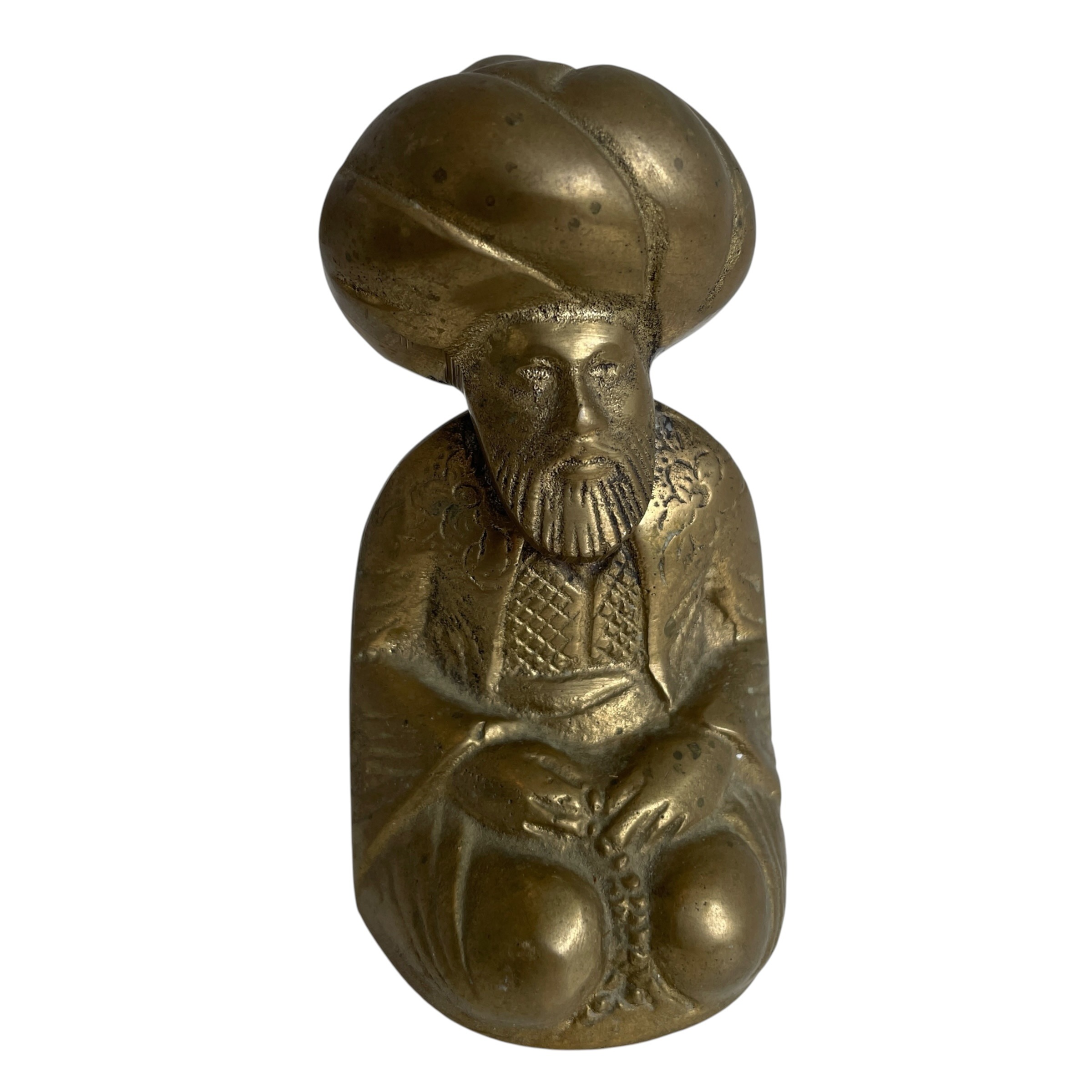 Vintage Turkish Solid Brass Figurine of a Sufi Mystic with a Turban Ornament Decor Statue c1950s / EVE 7 Vintage Turkish Solid Brass Figurine of a Sufi Mystic with a Turban Ornament Decor Statue c1950s / EVE - Image 7