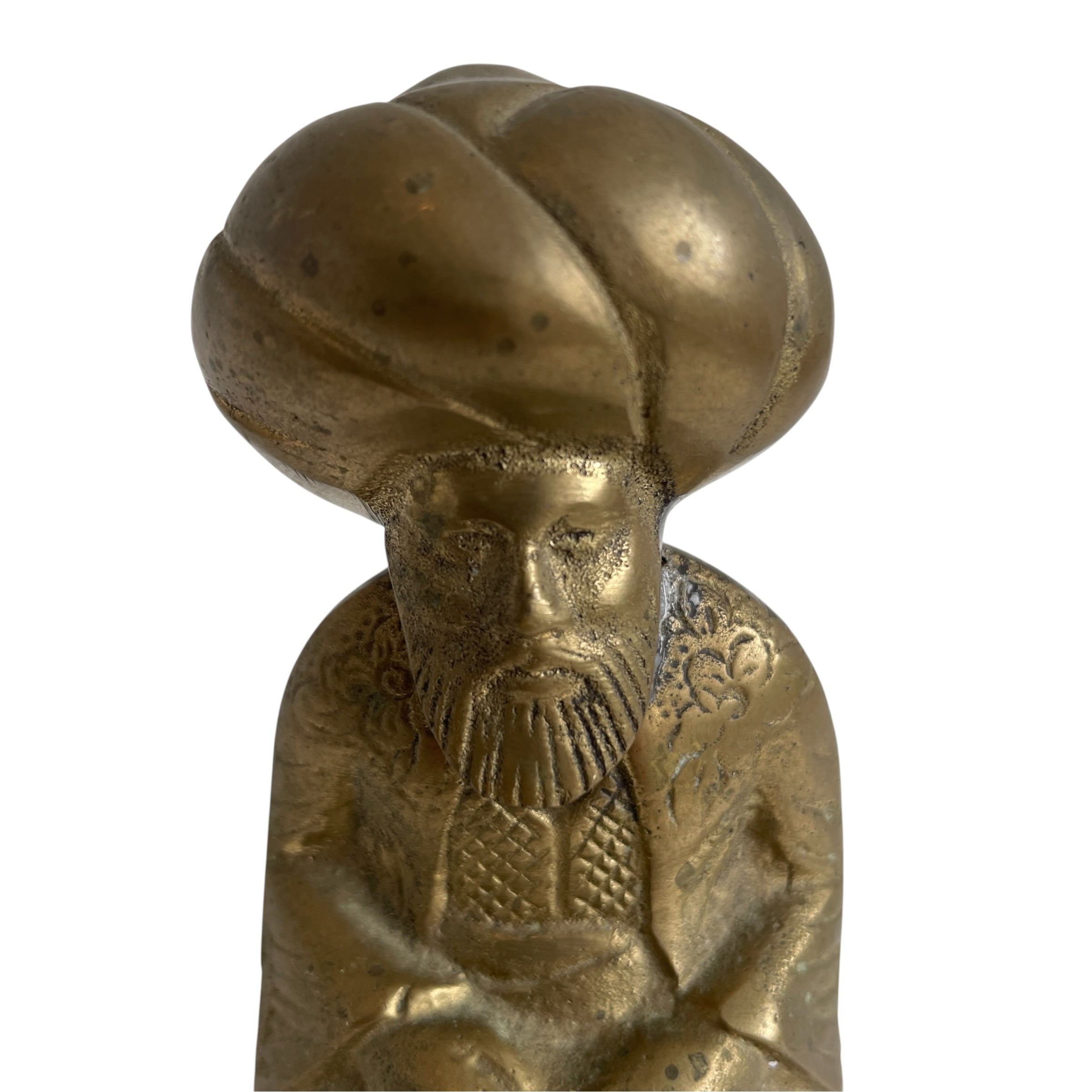 Vintage Turkish Solid Brass Figurine of a Sufi Mystic with a Turban Ornament Decor Statue c1950s / EVE 3 Vintage Turkish Solid Brass Figurine of a Sufi Mystic with a Turban Ornament Decor Statue c1950s / EVE - Image 3