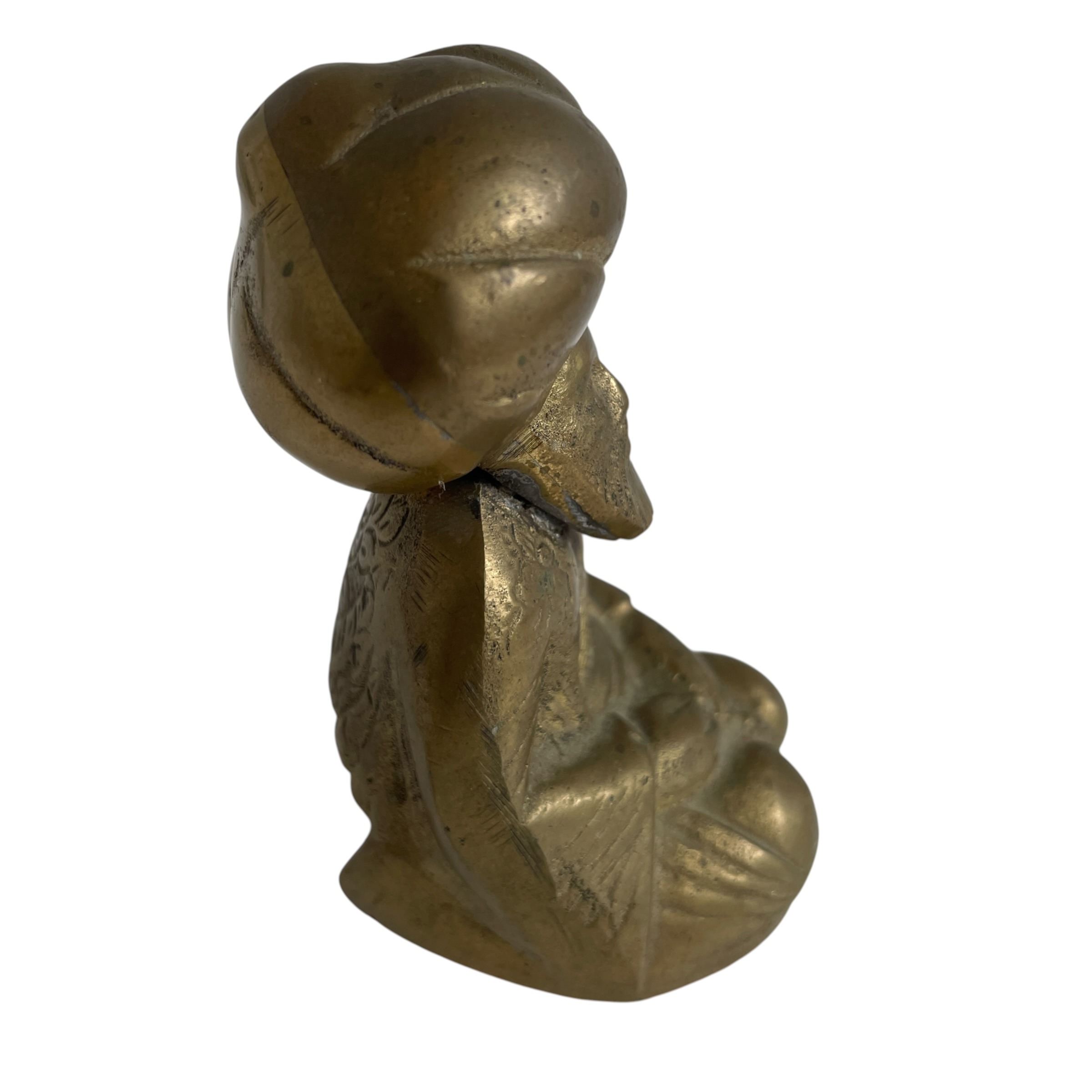 Vintage Turkish Solid Brass Figurine of a Sufi Mystic with a Turban Ornament Decor Statue c1950s / EVE 9 Vintage Turkish Solid Brass Figurine of a Sufi Mystic with a Turban Ornament Decor Statue c1950s / EVE - Image 9
