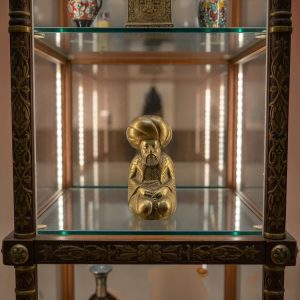 Vintage Turkish Solid Brass Figurine of a Sufi Mystic with a Turban Ornament Decor Statue c1950s / EVE