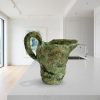 Vintage Australian Green Glazed Earthenware Art Pottery Pitcher Vase Pot Collection Ornament Figurine Prop Display c1970's / EVE